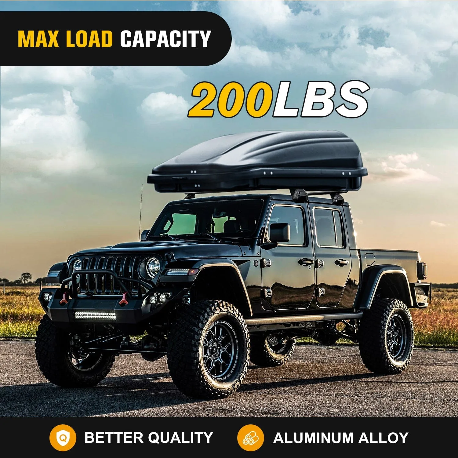 2007-2018 Jeep Wrangler JK 2018-2024 Jeep Wrangler 2019-2024 Jeep Gladiator JT Roof Rack Cross Bars Aluminum Anti-Theft Lock