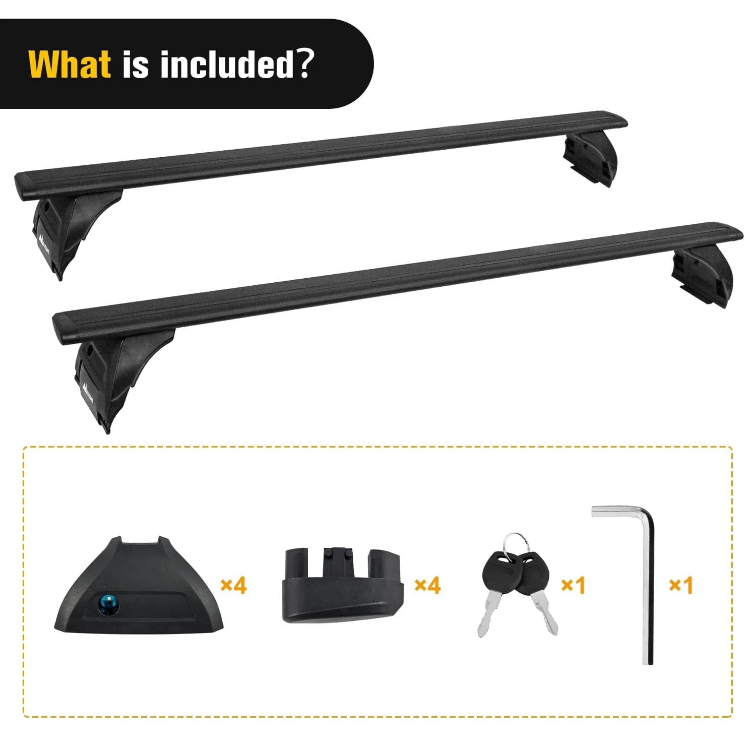 2007-2018 Jeep Wrangler JK 2018-2024 Jeep Wrangler 2019-2024 Jeep Gladiator JT Roof Rack Cross Bars Aluminum Anti-Theft Lock