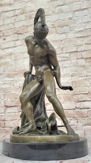 Greek Hero Achilles Hercules Leonidas Hoplite Warrior Bronze Statue Sculpture Decor 14" X 10"
