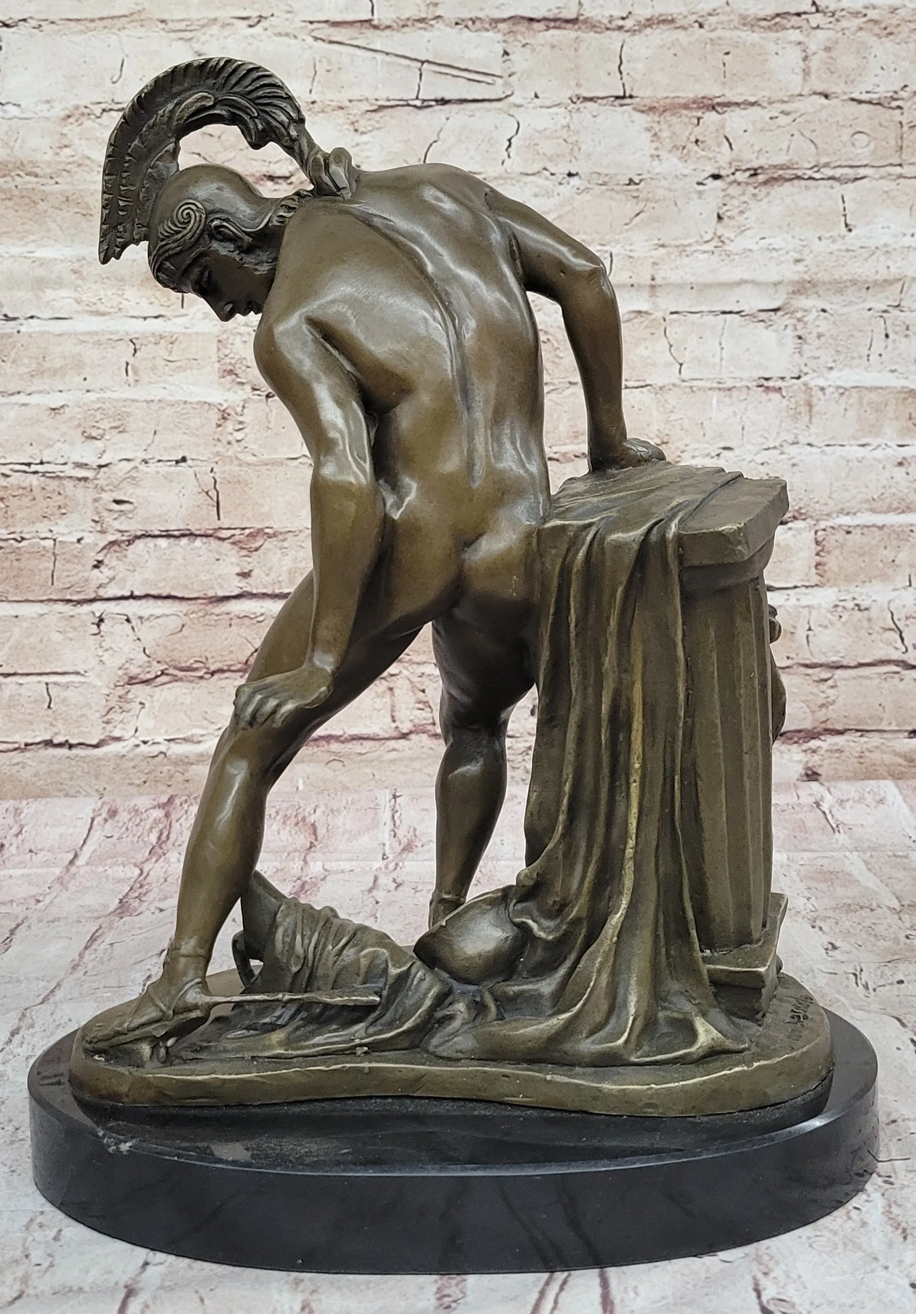 Greek Hero Achilles Hercules Leonidas Hoplite Warrior Bronze Statue Sculpture Decor 14" X 10"