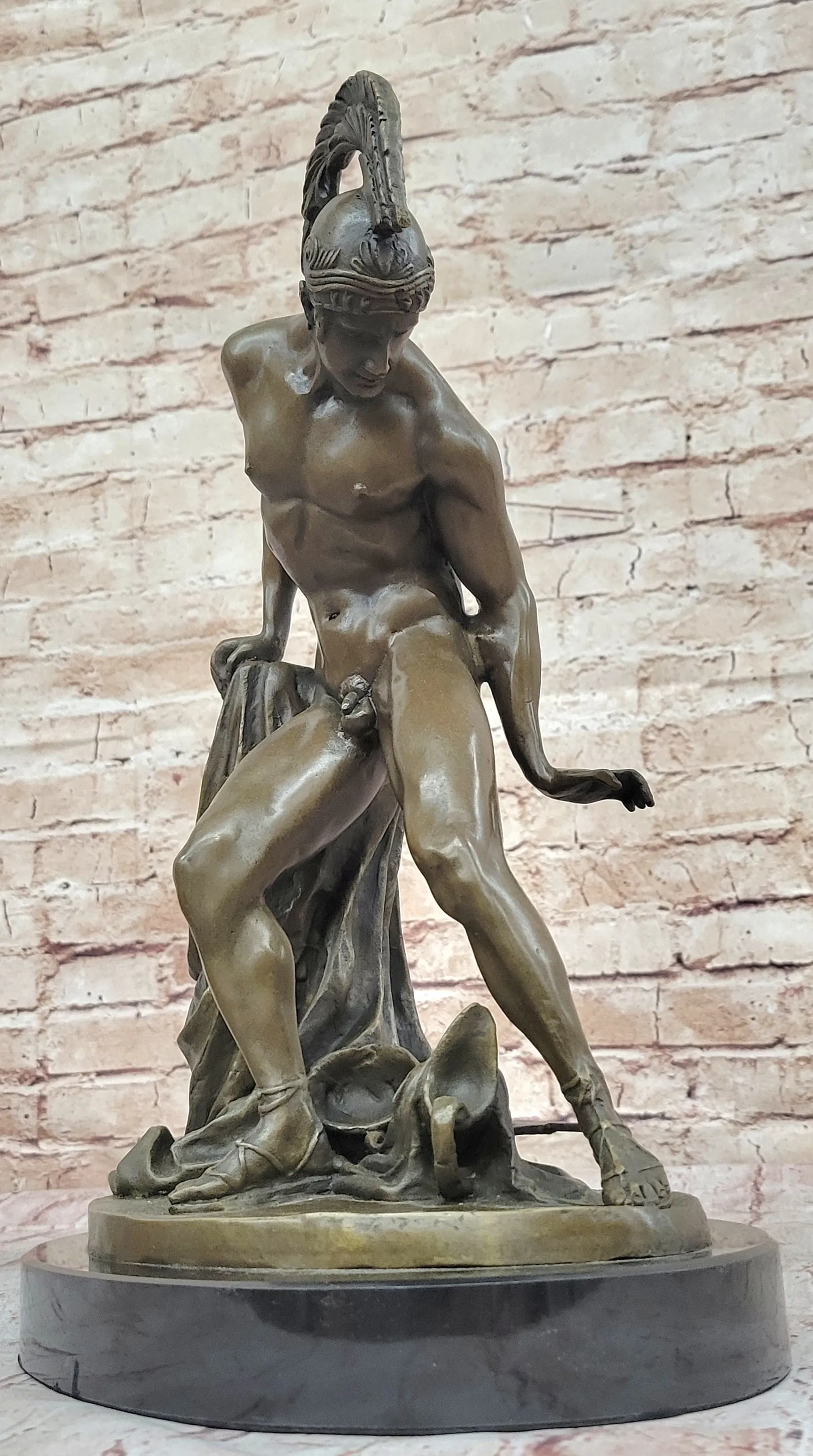 Greek Hero Achilles Hercules Leonidas Hoplite Warrior Bronze Statue Sculpture Decor 14" X 10"