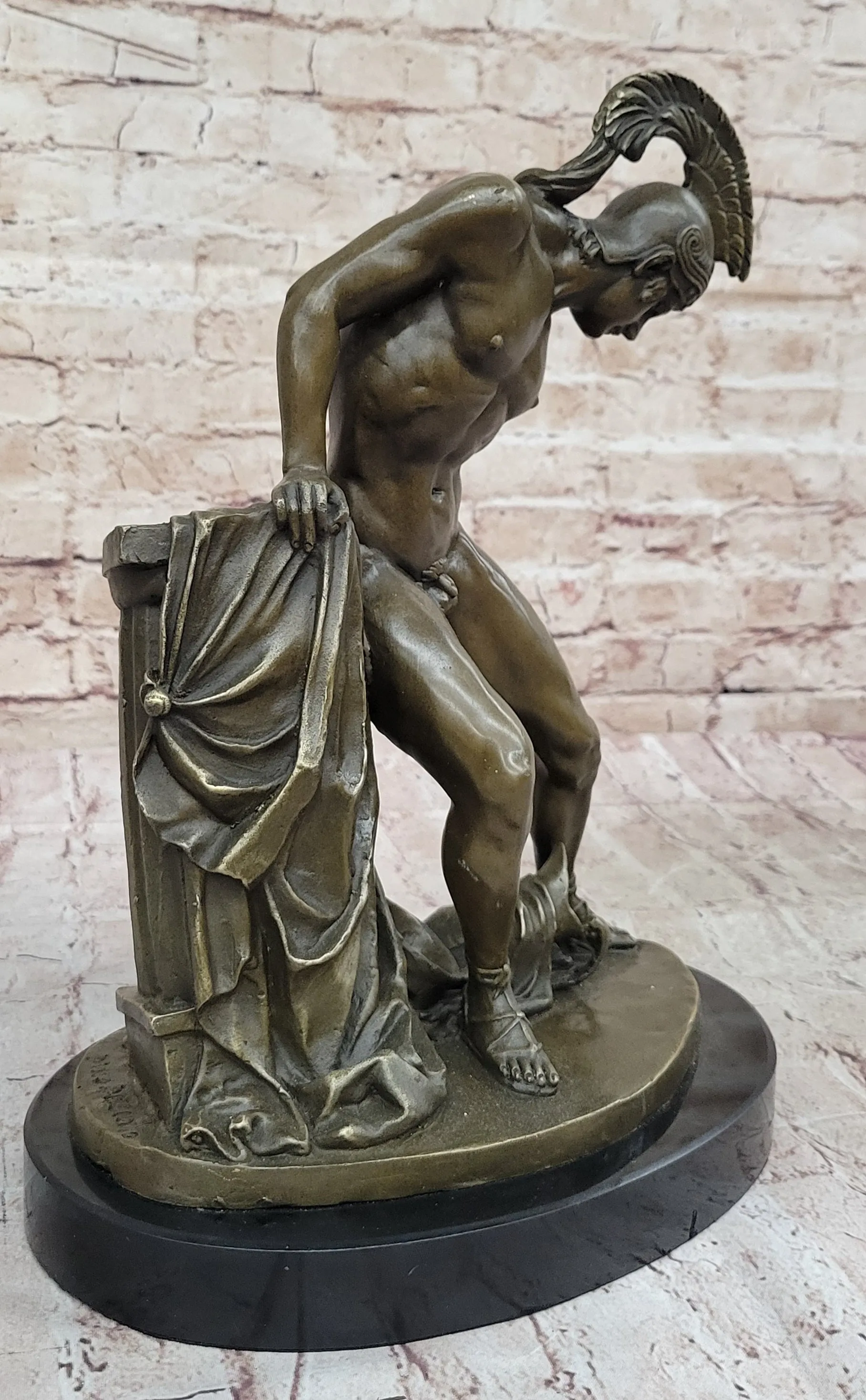 Greek Hero Achilles Hercules Leonidas Hoplite Warrior Bronze Statue Sculpture Decor 14" X 10"
