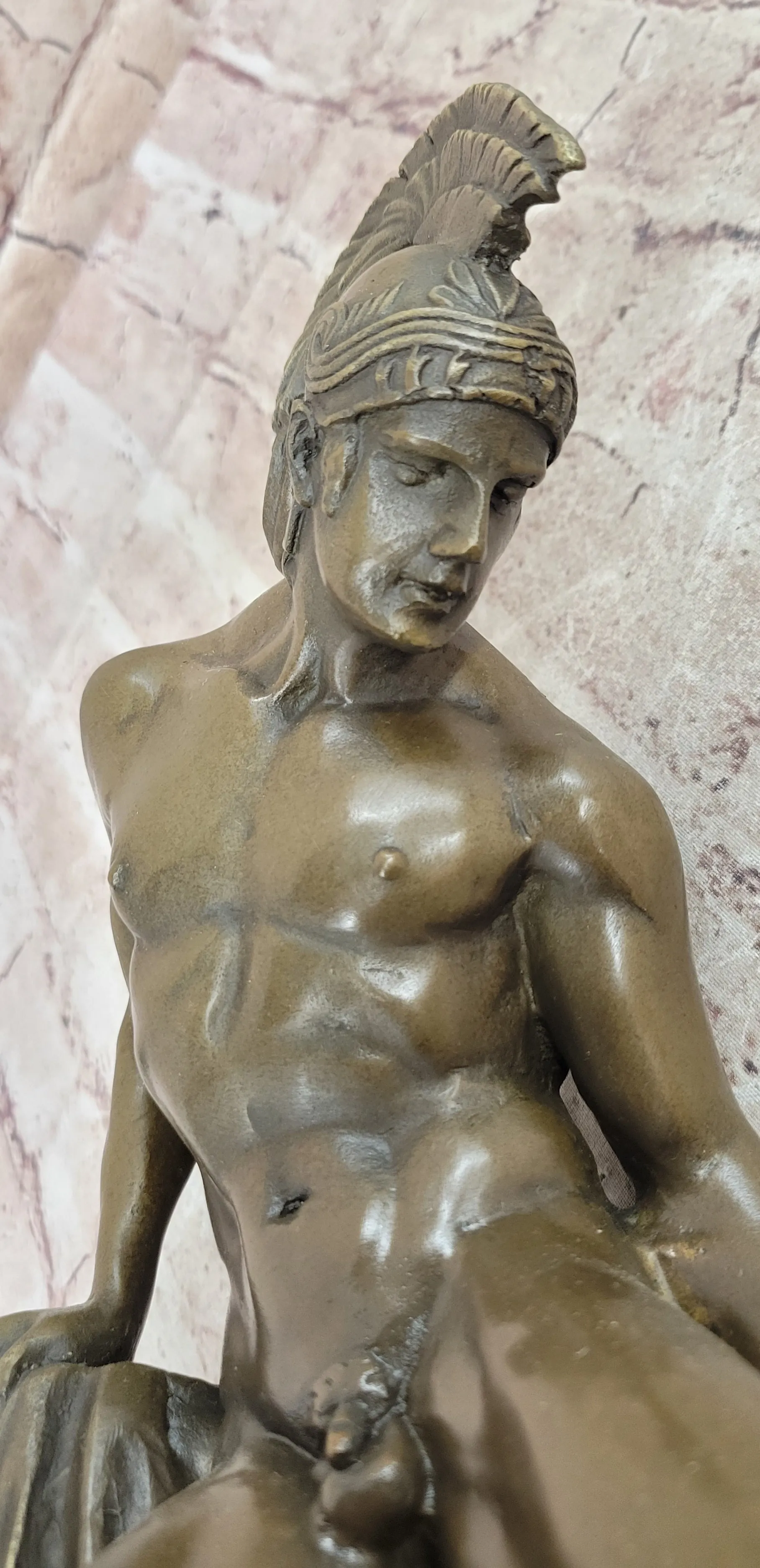 Greek Hero Achilles Hercules Leonidas Hoplite Warrior Bronze Statue Sculpture Decor 14" X 10"