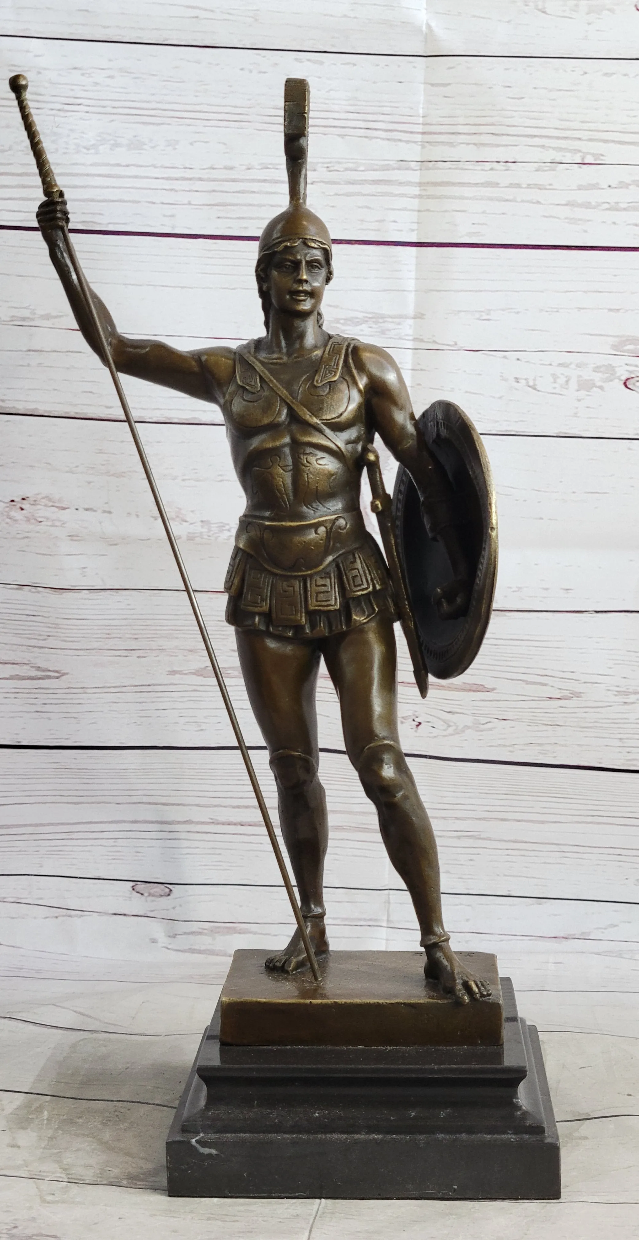 Greek Hero Achilles Warrior Bronze Sculpture Statue by Johannes Gotz