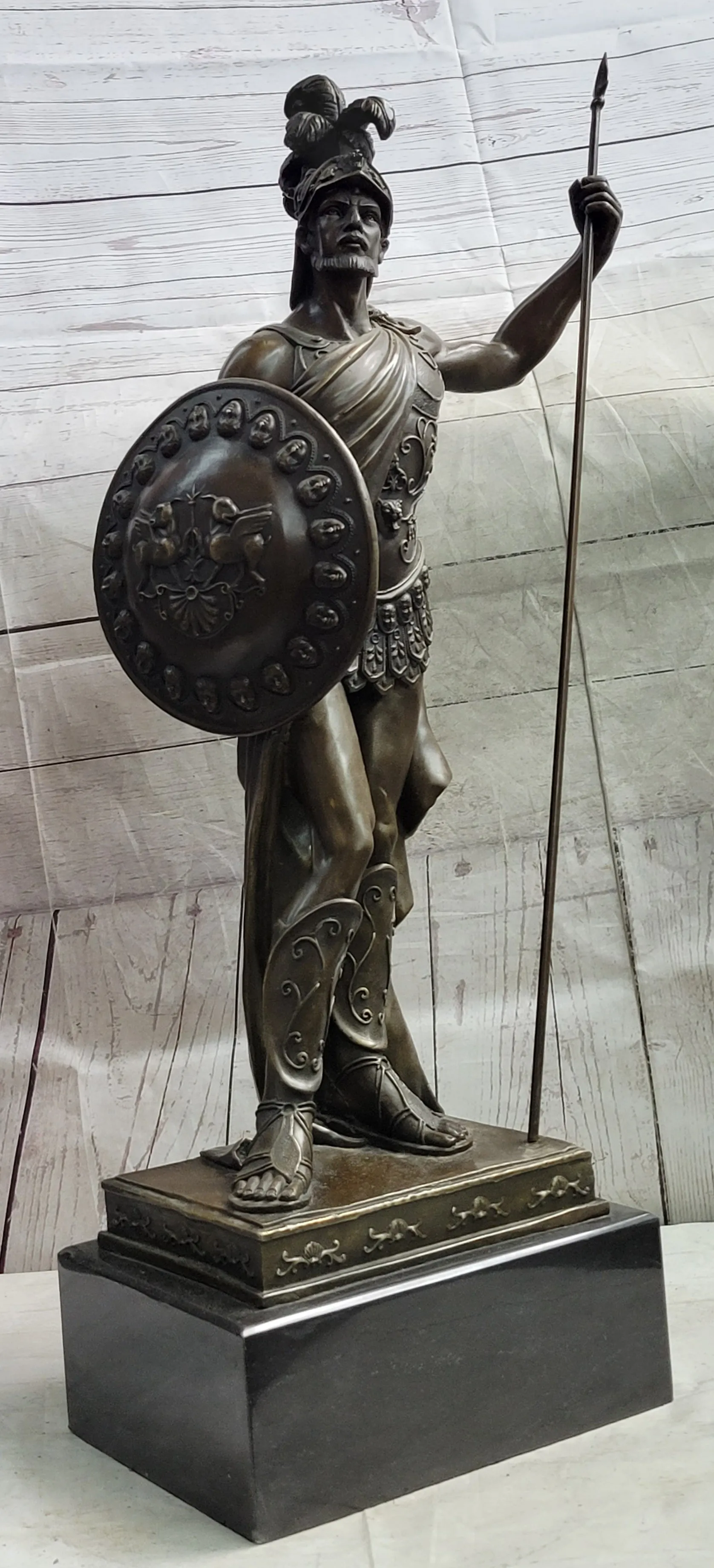 Greek Hoplite Warrior Hero Achilles Leonidas Bronze Statue Sculpture Figure 30" x 15"