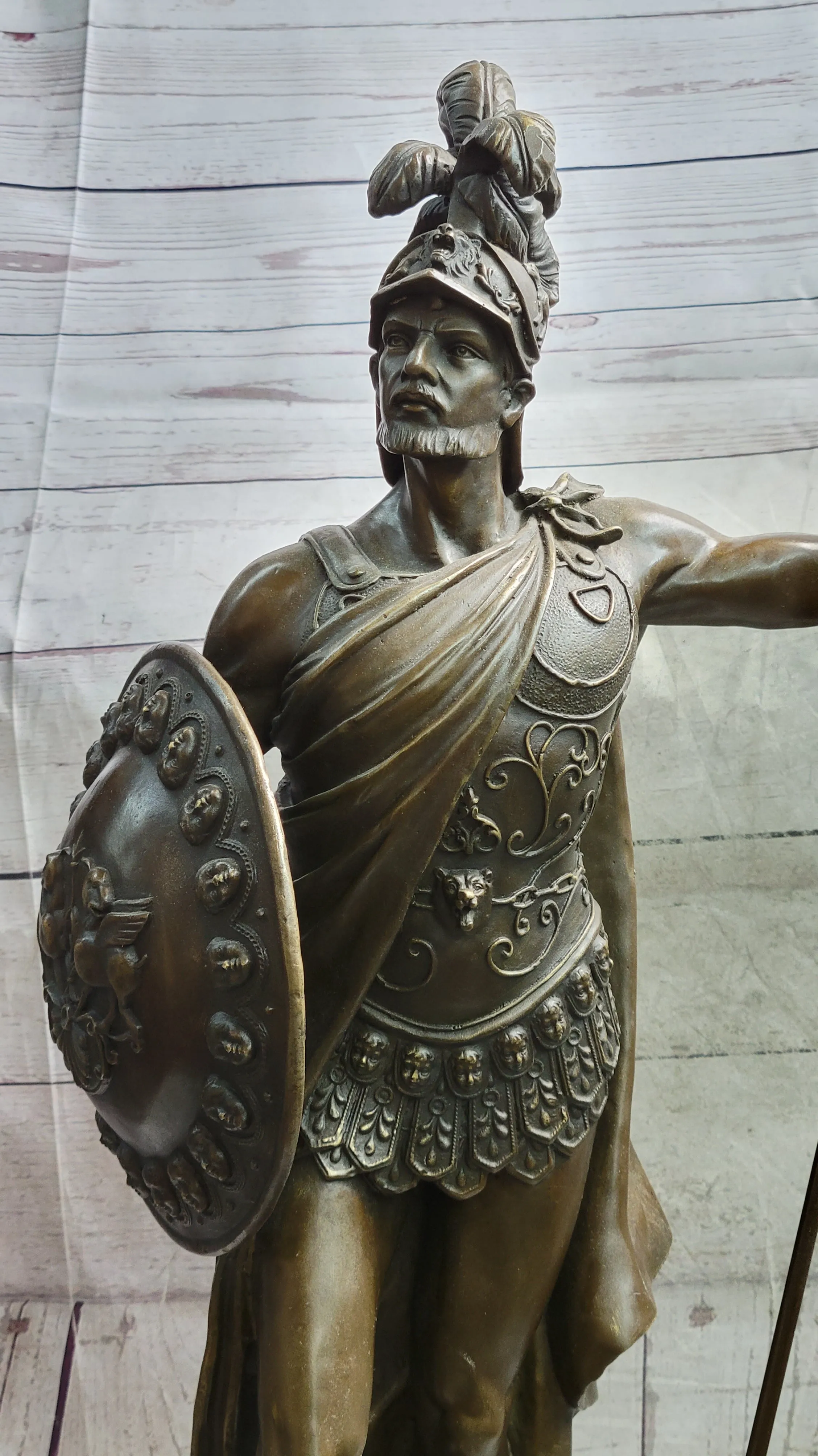 Greek Hoplite Warrior Hero Achilles Leonidas Bronze Statue Sculpture Figure 30" x 15"