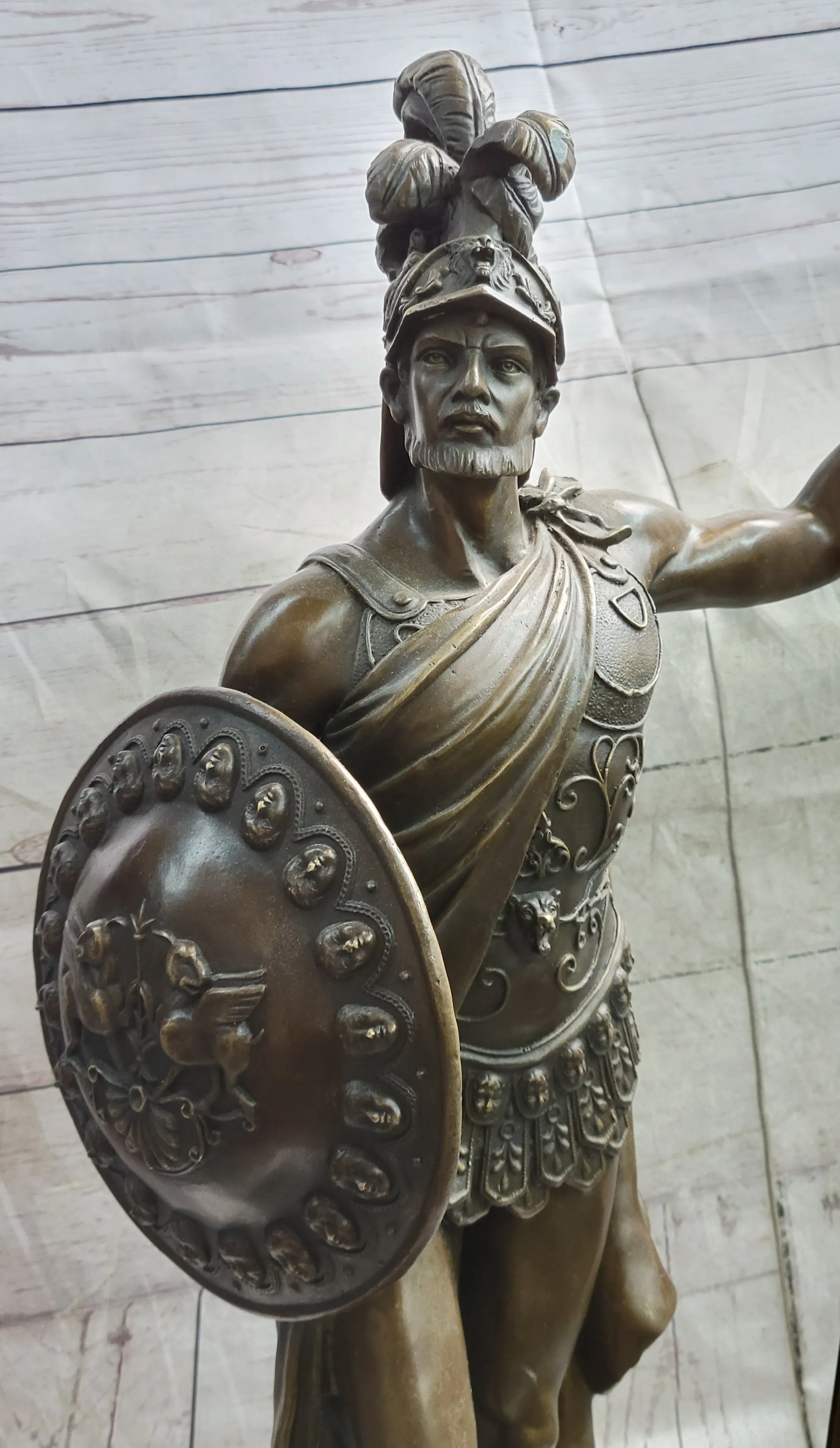 Greek Hoplite Warrior Hero Achilles Leonidas Bronze Statue Sculpture Figure 30" x 15"