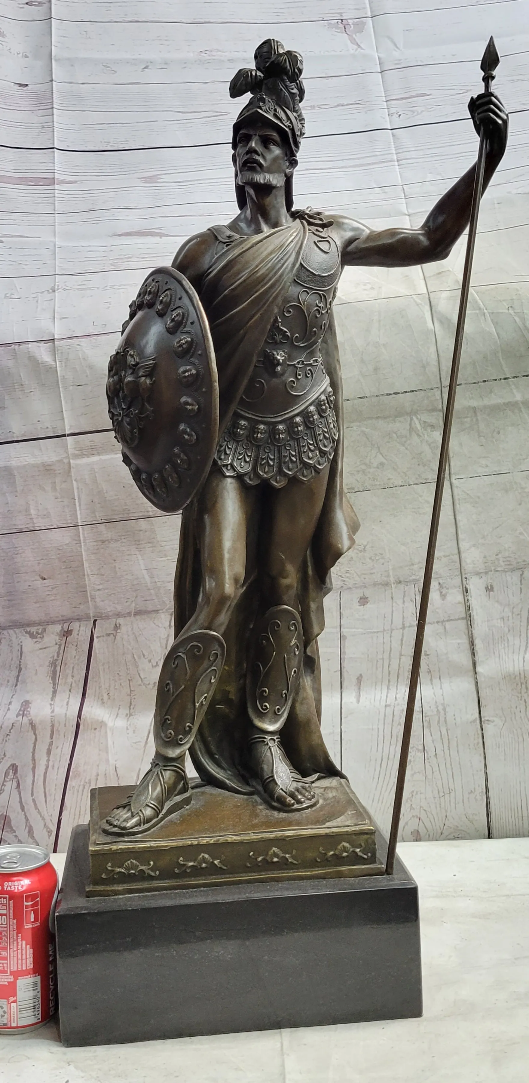 Greek Hoplite Warrior Hero Achilles Leonidas Bronze Statue Sculpture Figure 30" x 15"