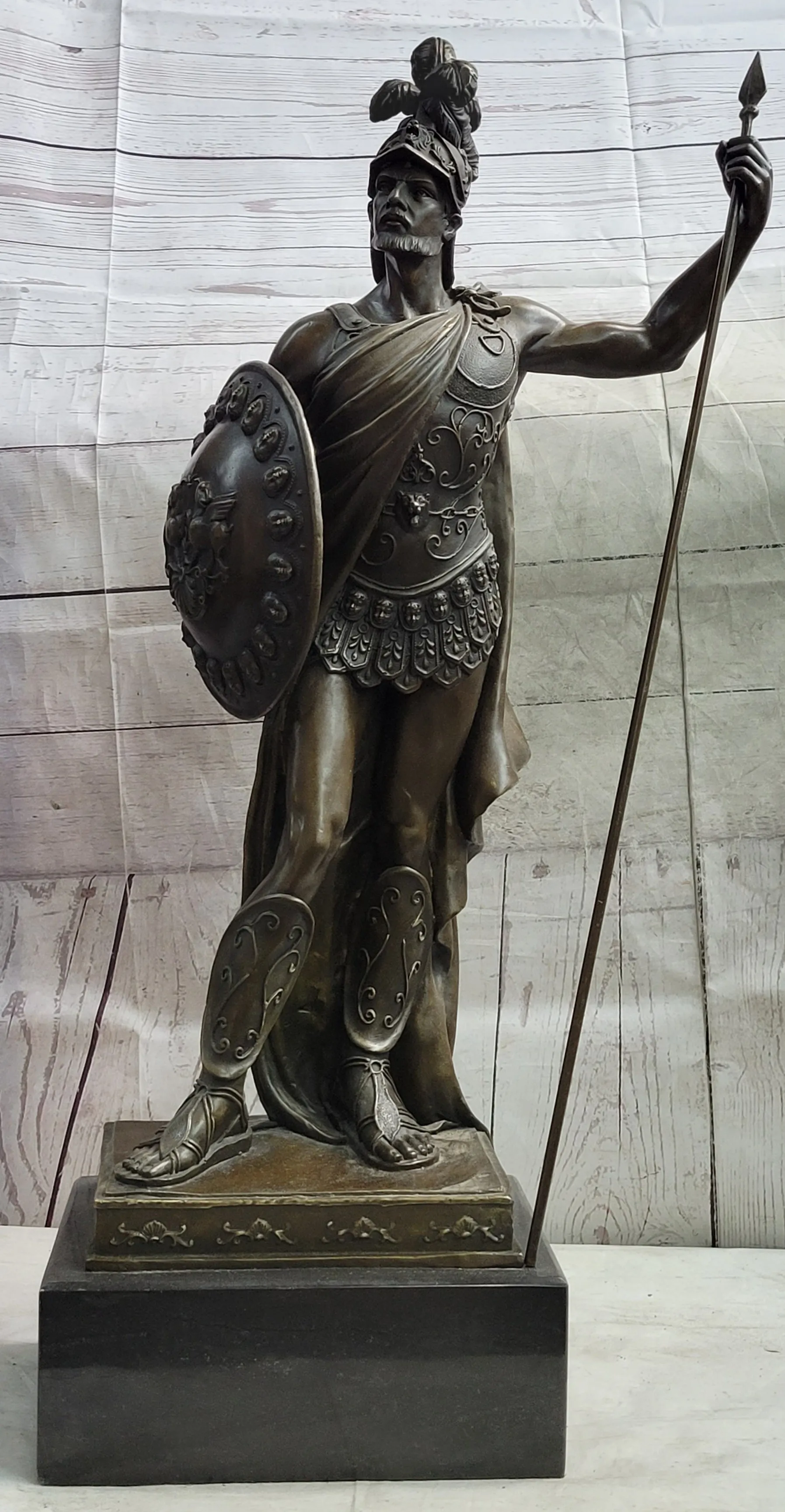 Greek Hoplite Warrior Hero Achilles Leonidas Bronze Statue Sculpture Figure 30" x 15"