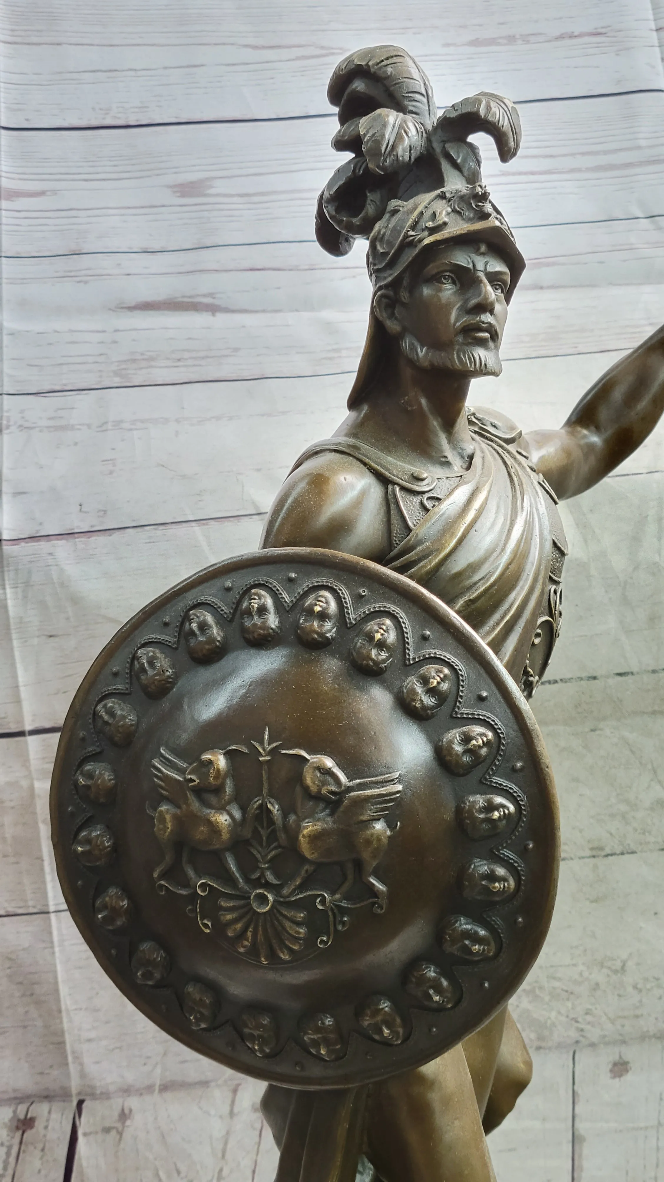 Greek Hoplite Warrior Hero Achilles Leonidas Bronze Statue Sculpture Figure 30" x 15"