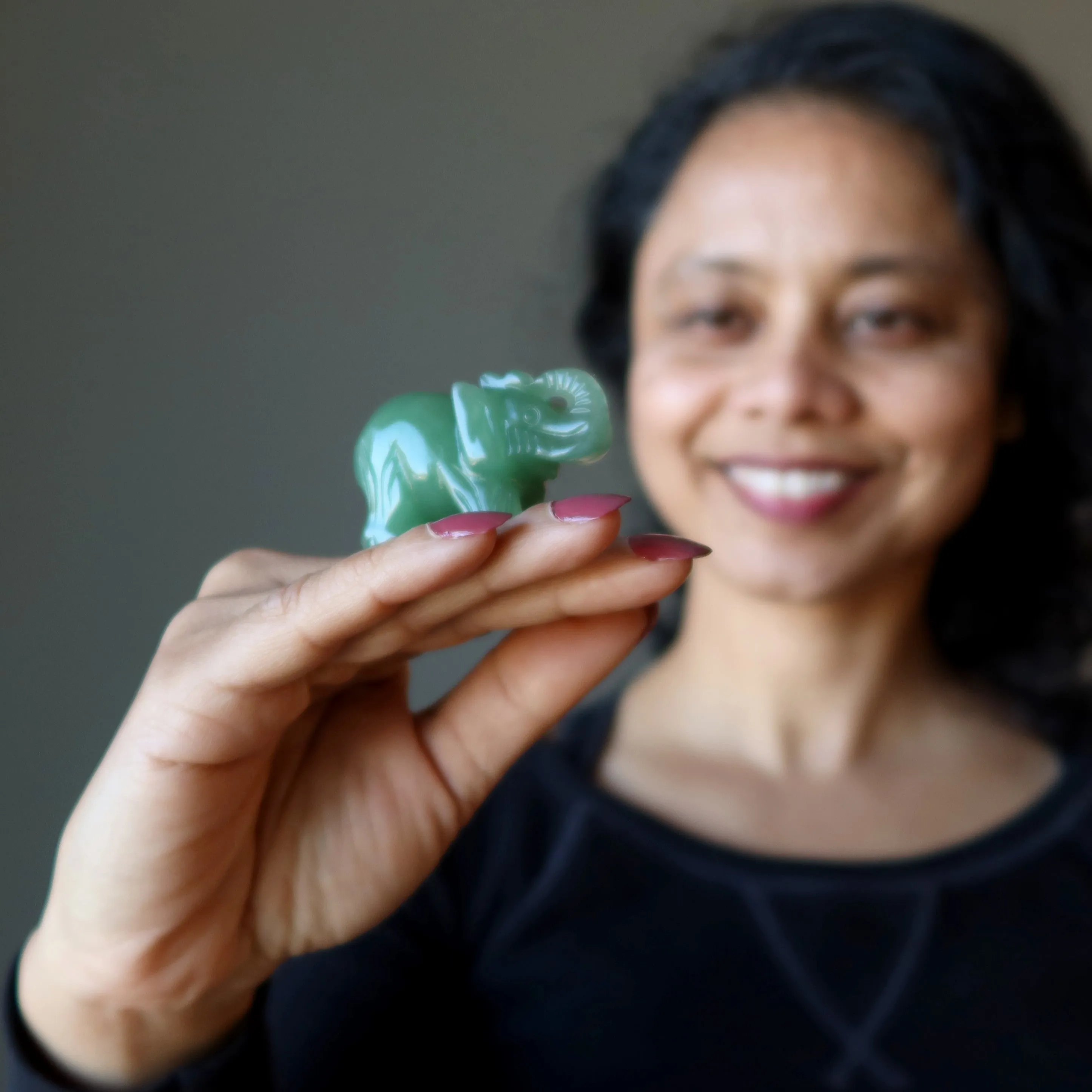 Green Aventurine Elephant Wounded Warrior