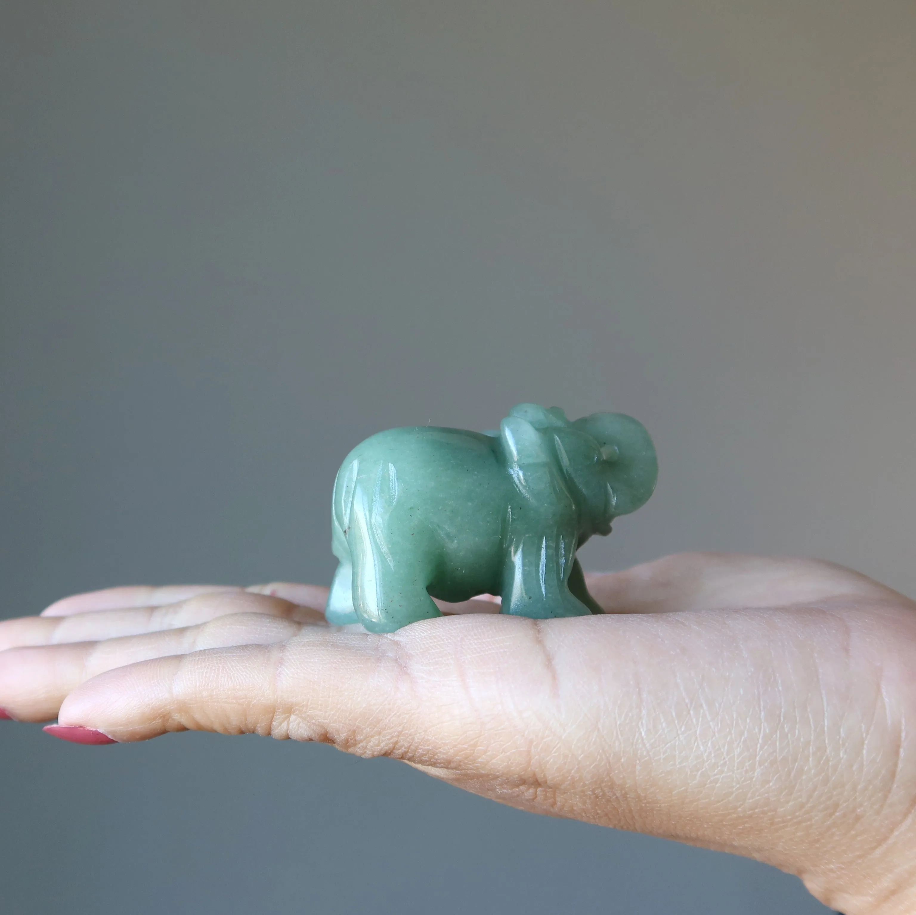 Green Aventurine Elephant Wounded Warrior