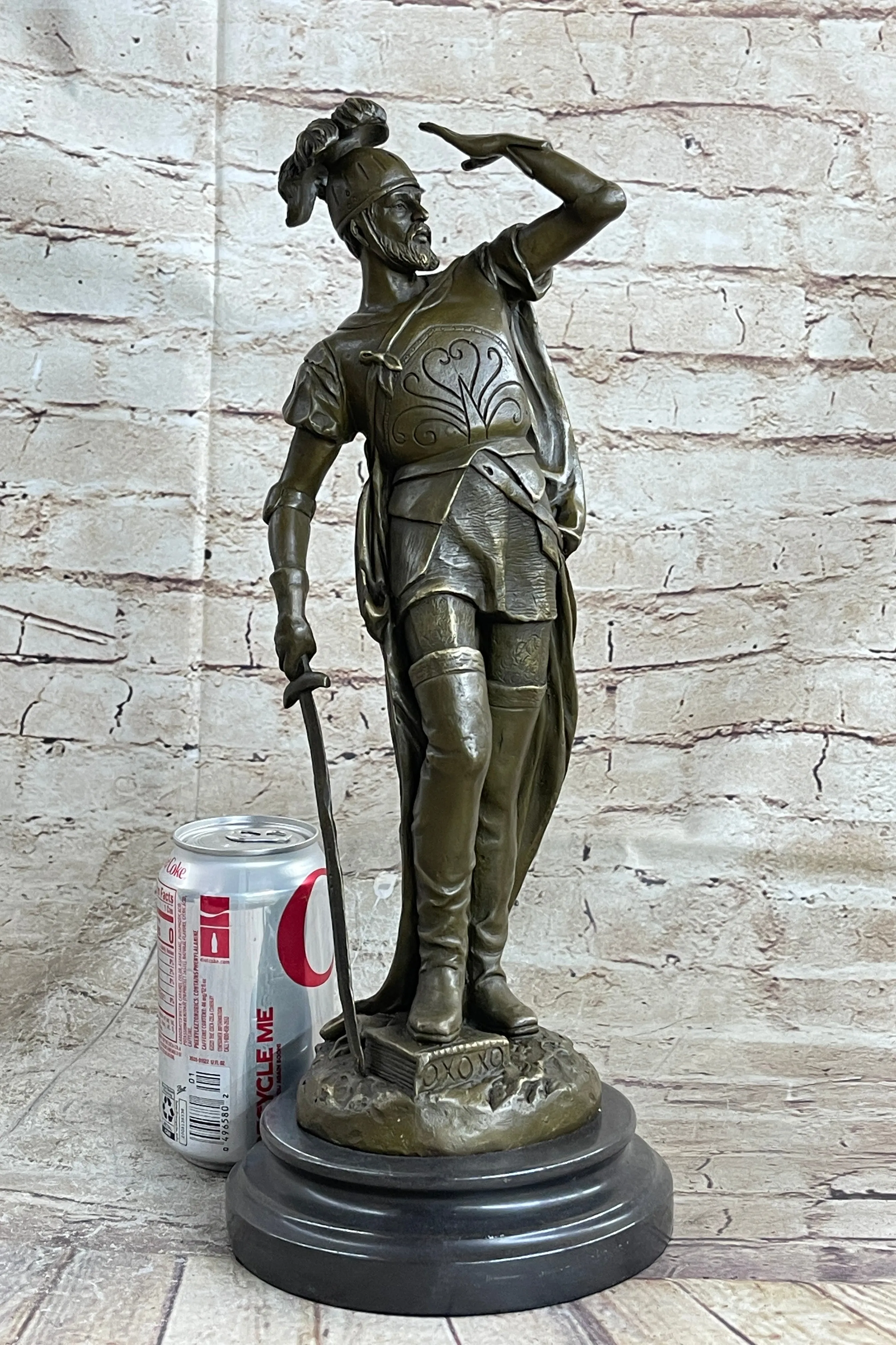 Italian Renaissance Warrior Knight Bronze Statue Sculpture Figure 15" x 7"