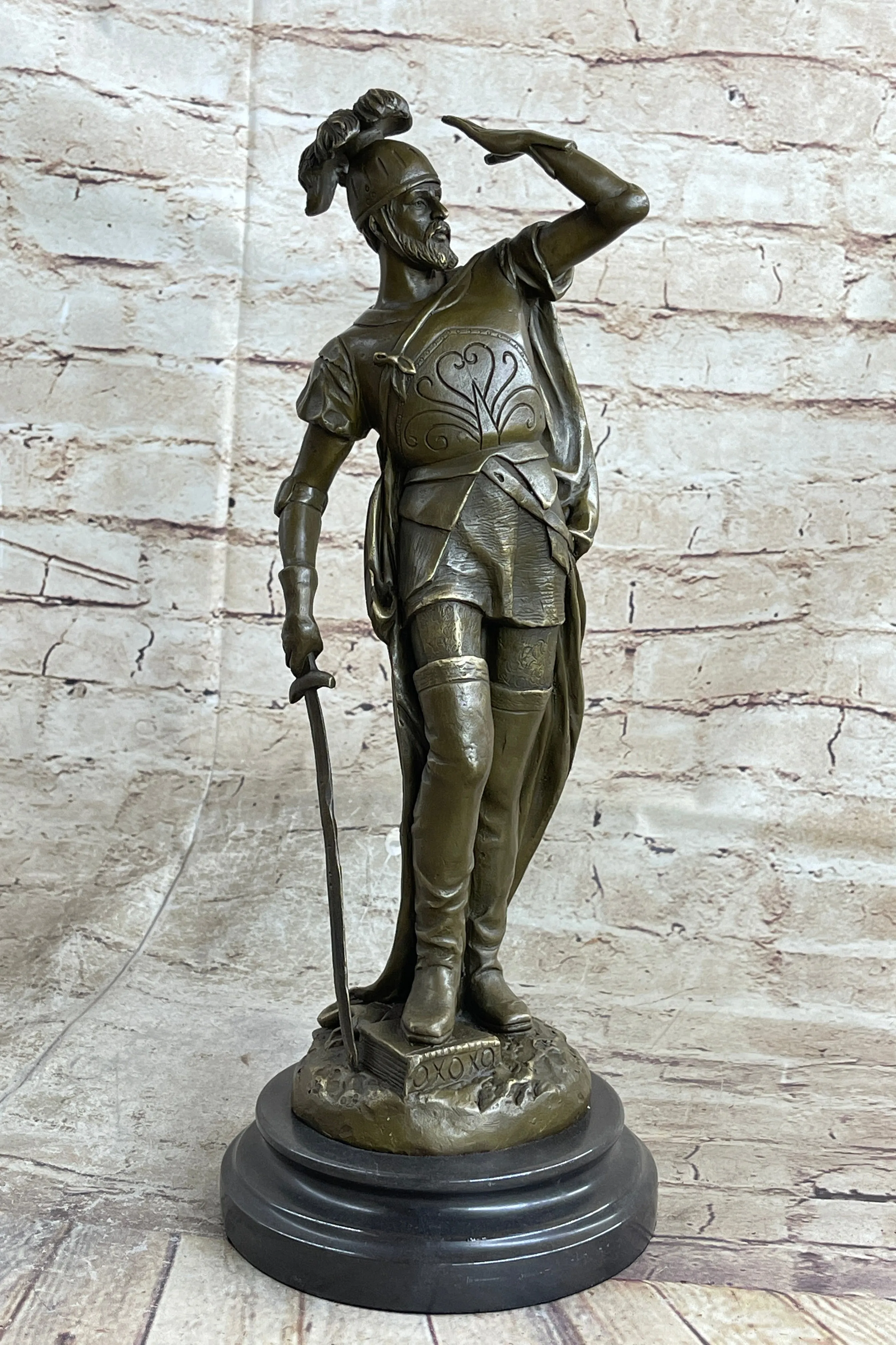 Italian Renaissance Warrior Knight Bronze Statue Sculpture Figure 15" x 7"
