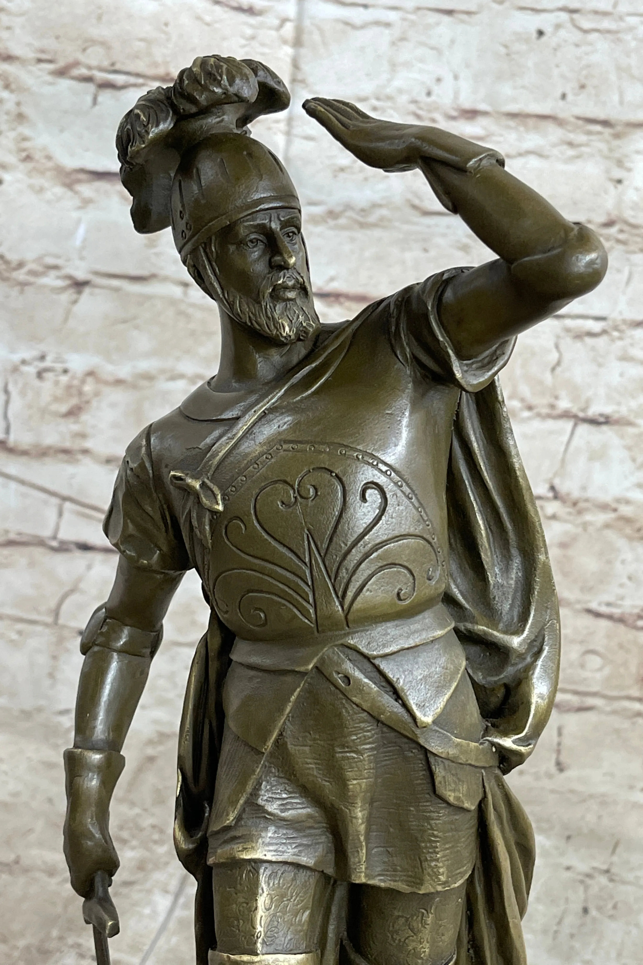 Italian Renaissance Warrior Knight Bronze Statue Sculpture Figure 15" x 7"