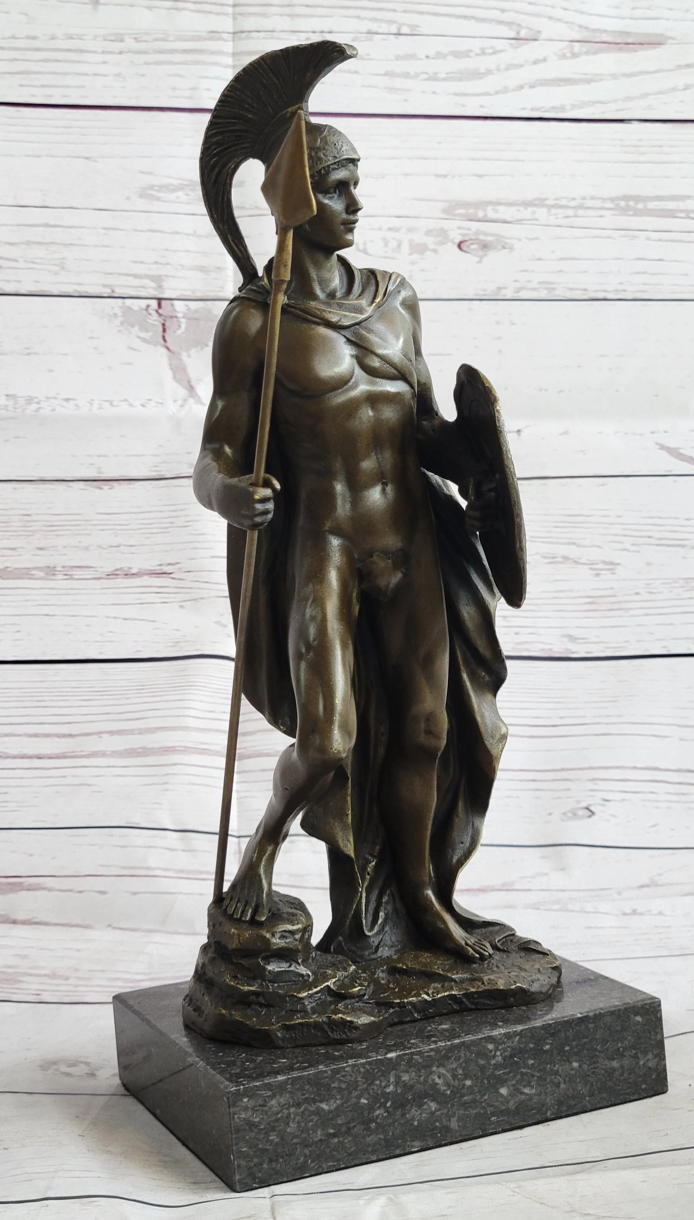 King Leonidas 300 Greek Spartan Warrior Hoplite Bronze Metal Statue Sculpture Figure Signed Original 12" x 6"
