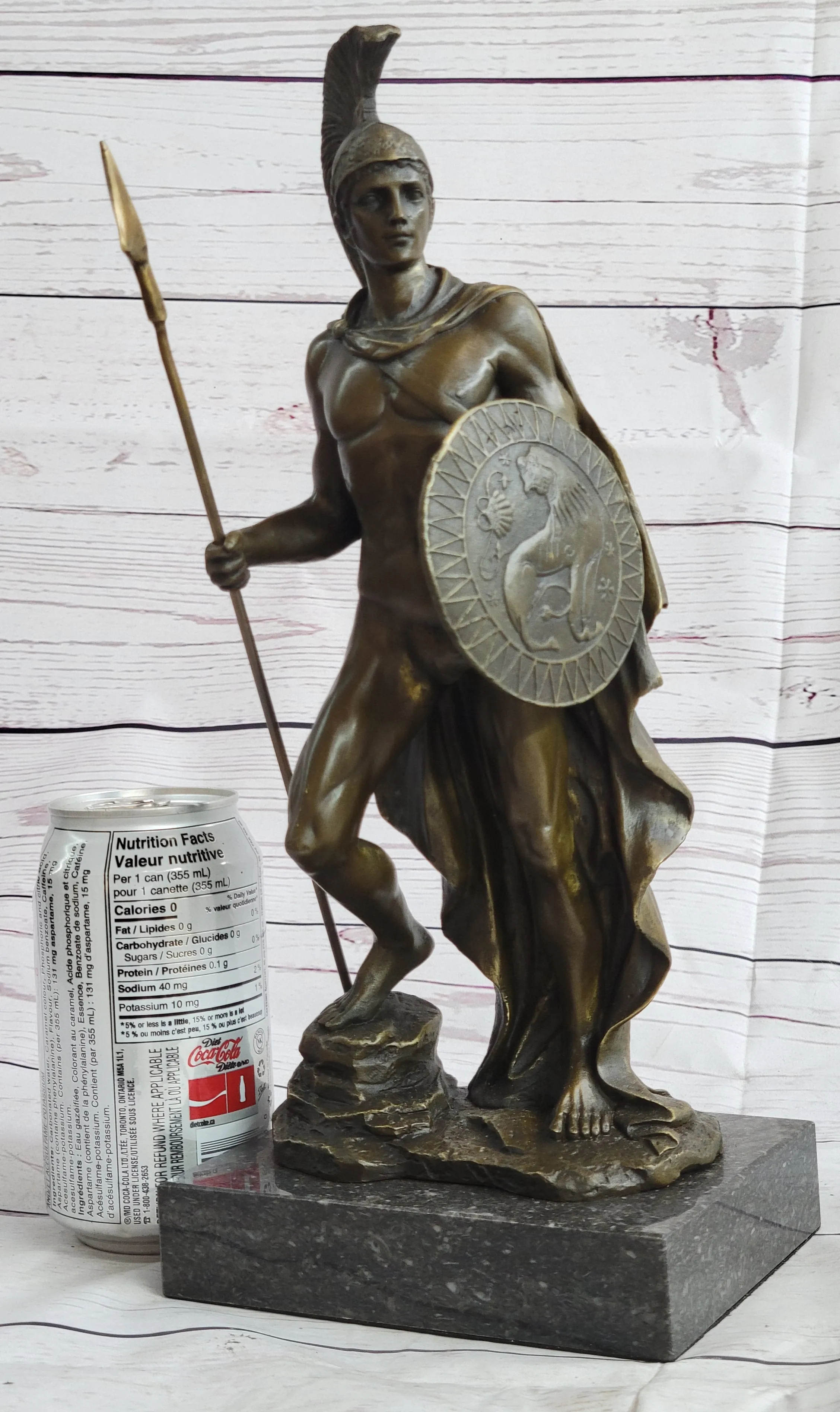 King Leonidas 300 Greek Spartan Warrior Hoplite Bronze Metal Statue Sculpture Figure Signed Original 12" x 6"