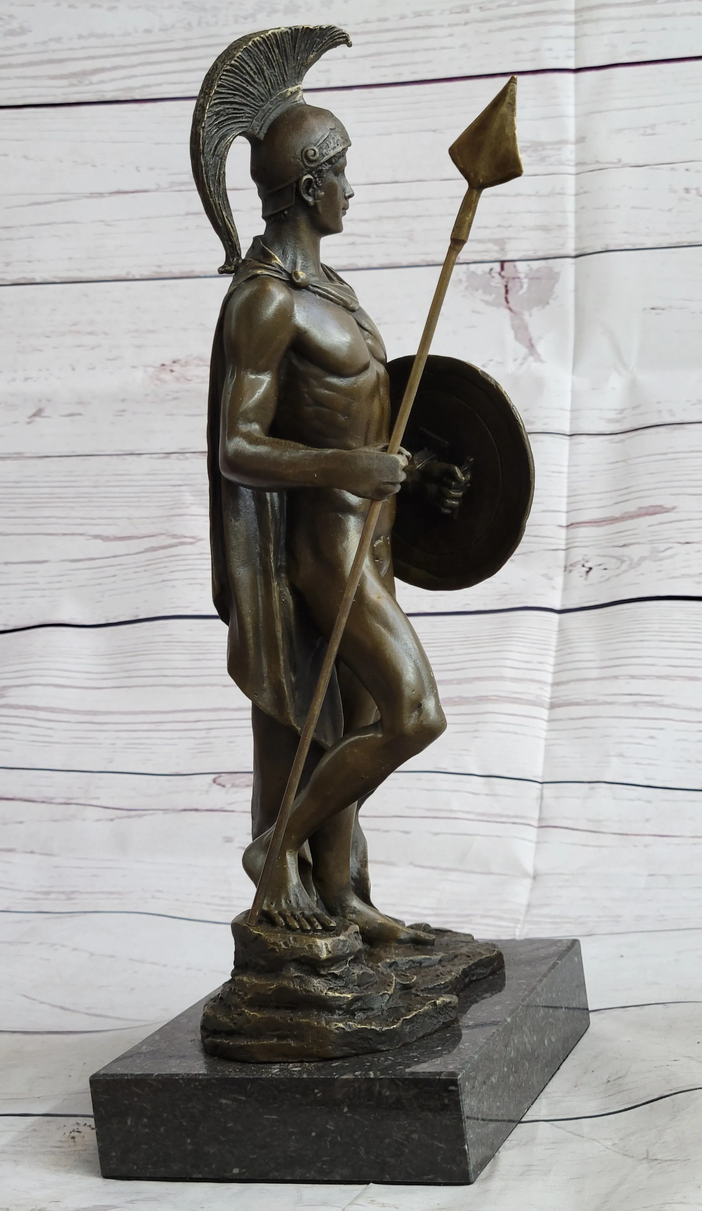 King Leonidas 300 Greek Spartan Warrior Hoplite Bronze Metal Statue Sculpture Figure Signed Original 12" x 6"