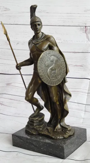 King Leonidas 300 Greek Spartan Warrior Hoplite Bronze Metal Statue Sculpture Figure Signed Original 12" x 6"