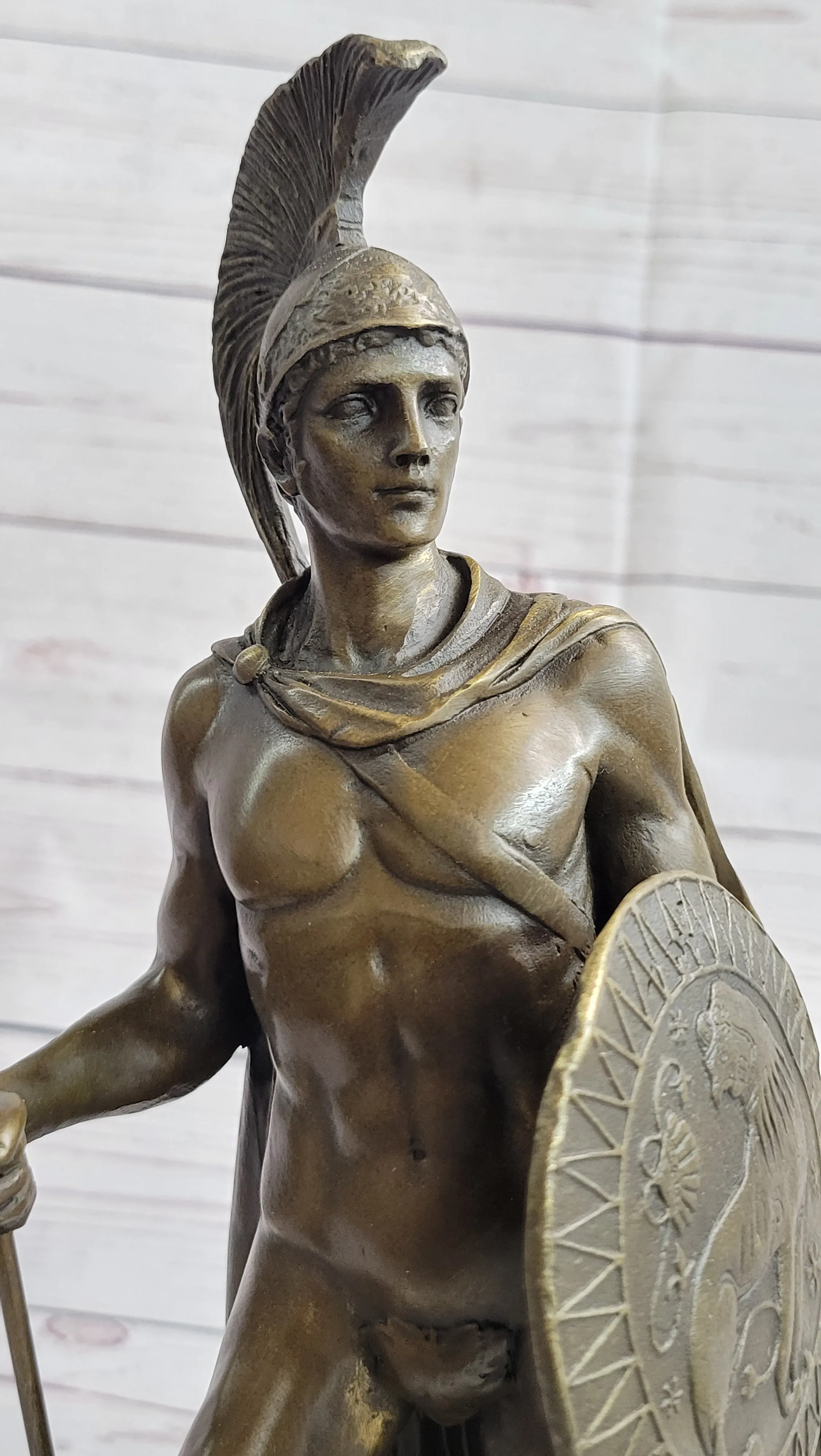 King Leonidas 300 Greek Spartan Warrior Hoplite Bronze Metal Statue Sculpture Figure Signed Original 12" x 6"