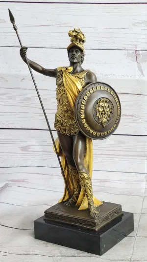 King Leonidas Greek Hoplite Warrior Bronze Statue Sculpture Figure Gold Patina 14" x 6"