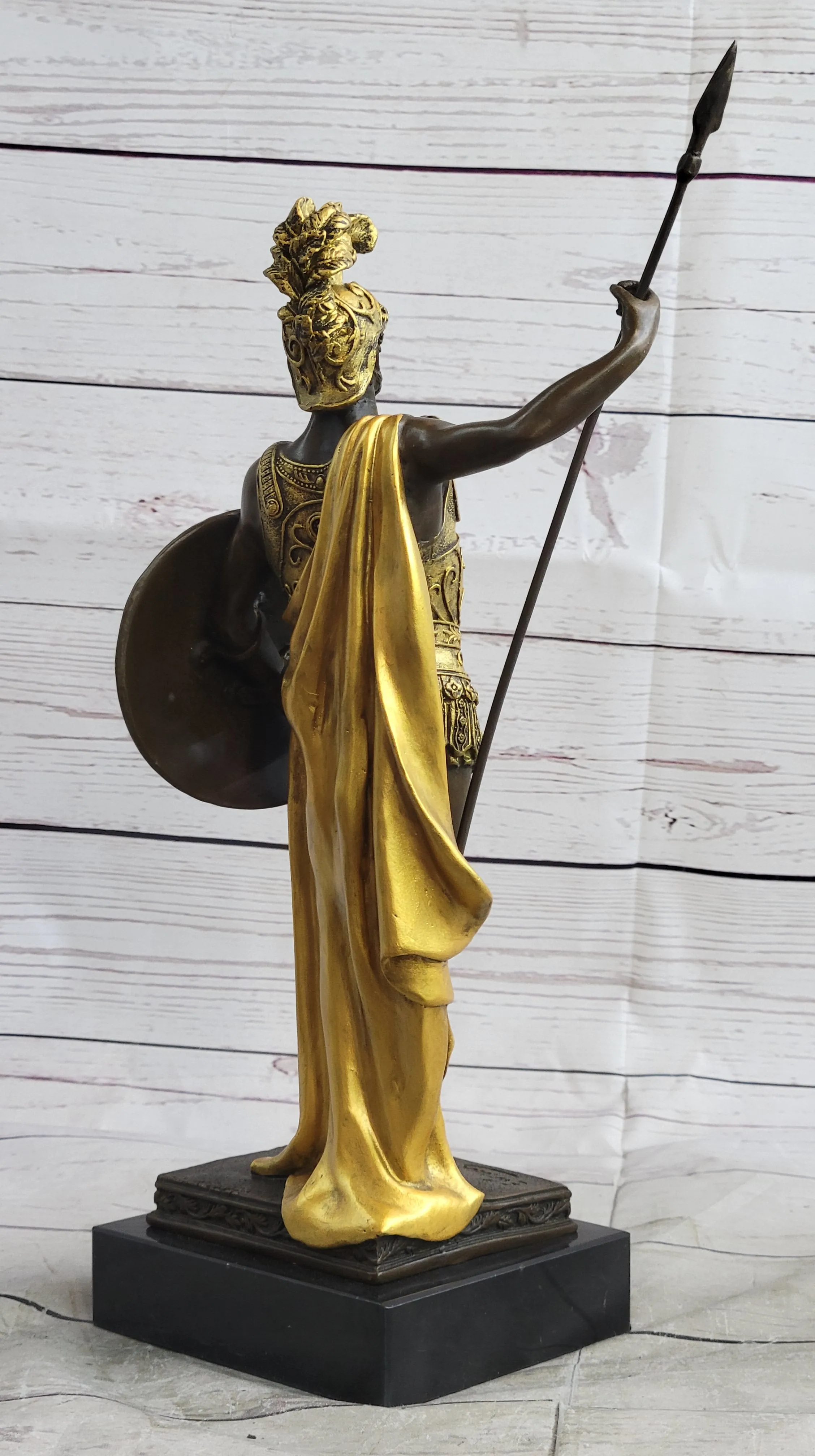 King Leonidas Greek Hoplite Warrior Bronze Statue Sculpture Figure Gold Patina 14" x 6"