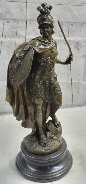 Mars God of War Bronze Metal Warrior Statue Sculpture Figure on Marble Base 29" x 13"