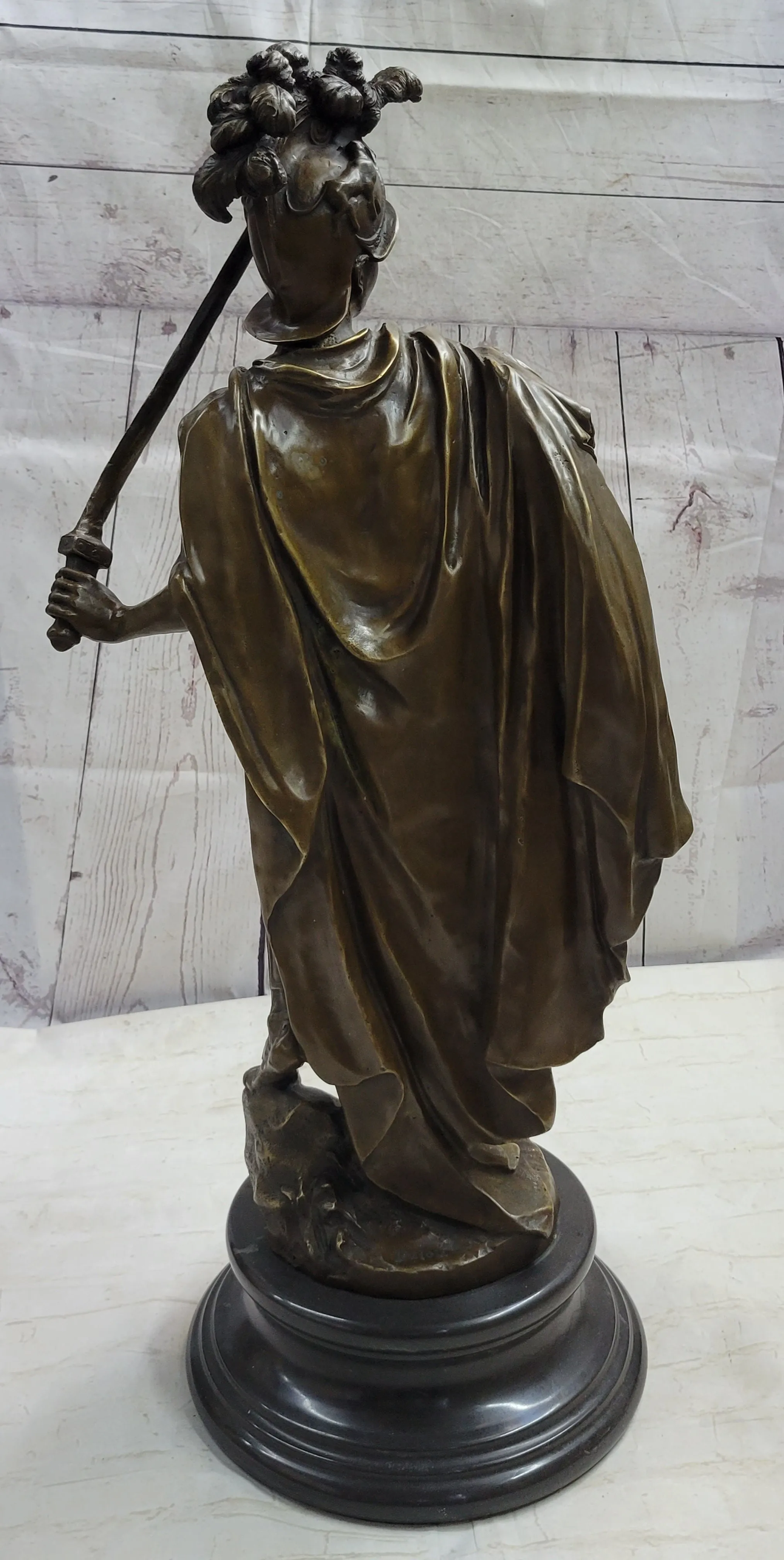 Mars God of War Bronze Metal Warrior Statue Sculpture Figure on Marble Base 29" x 13"