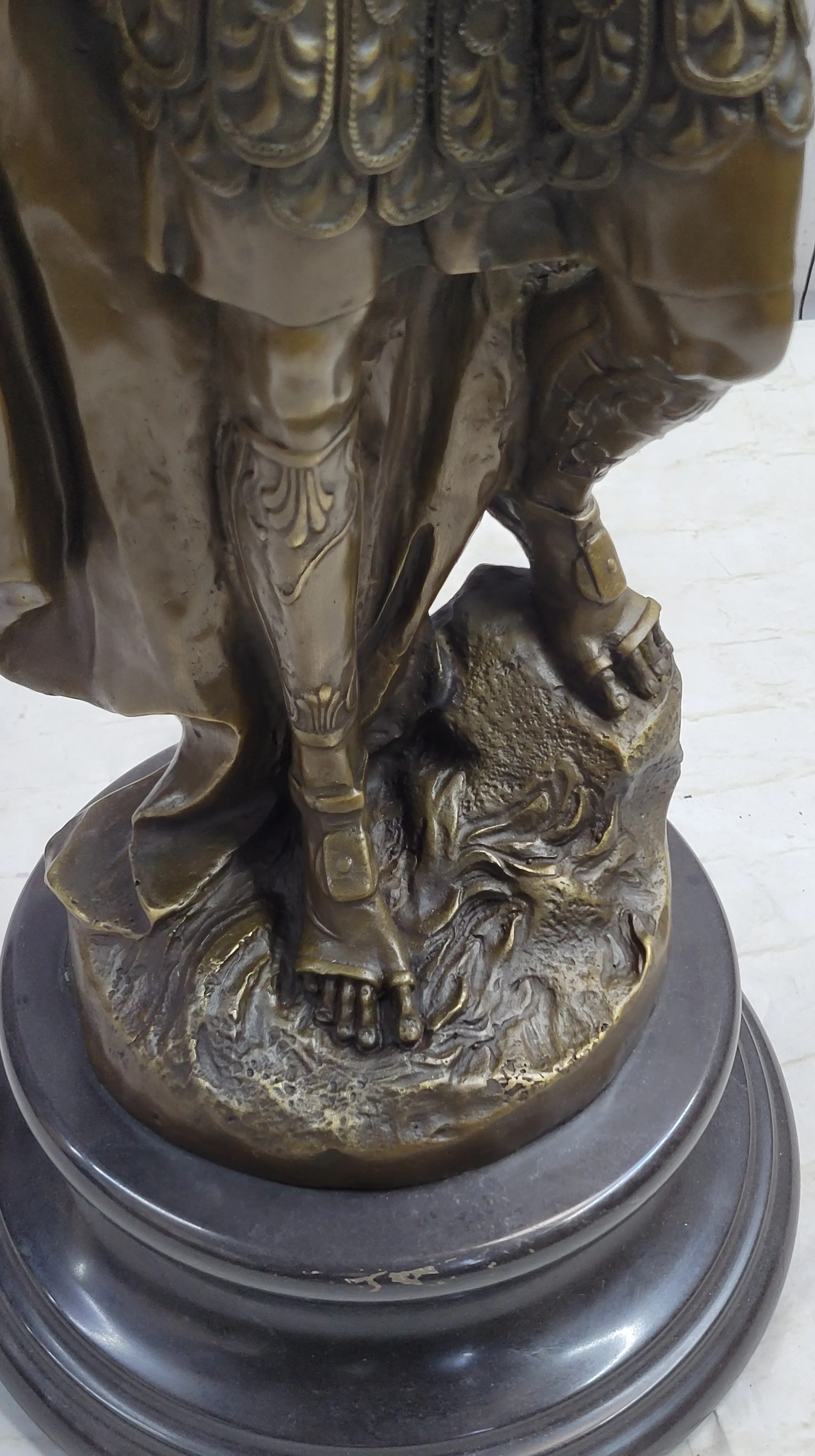 Mars God of War Bronze Metal Warrior Statue Sculpture Figure on Marble Base 29" x 13"