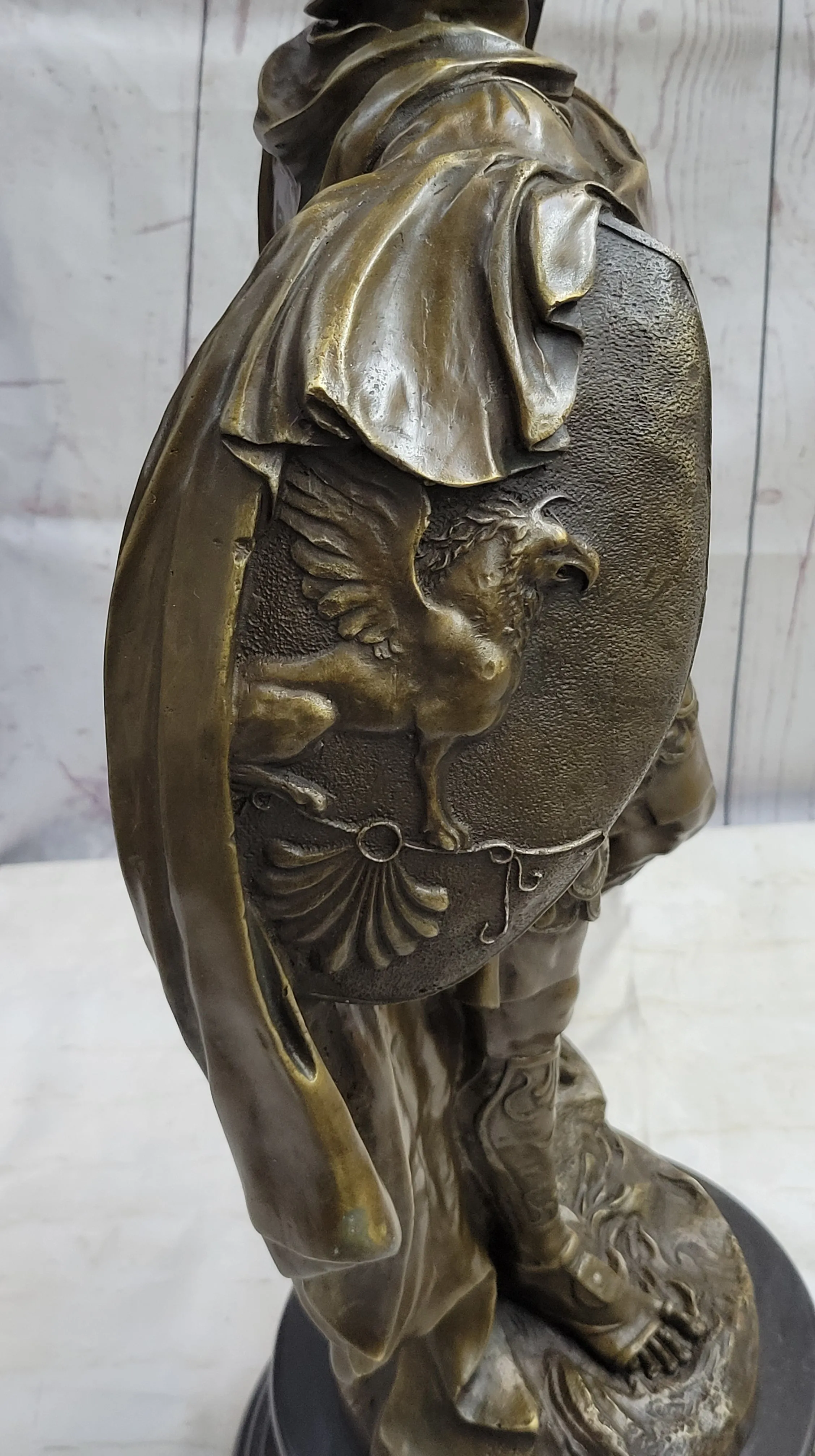 Mars God of War Bronze Metal Warrior Statue Sculpture Figure on Marble Base 29" x 13"