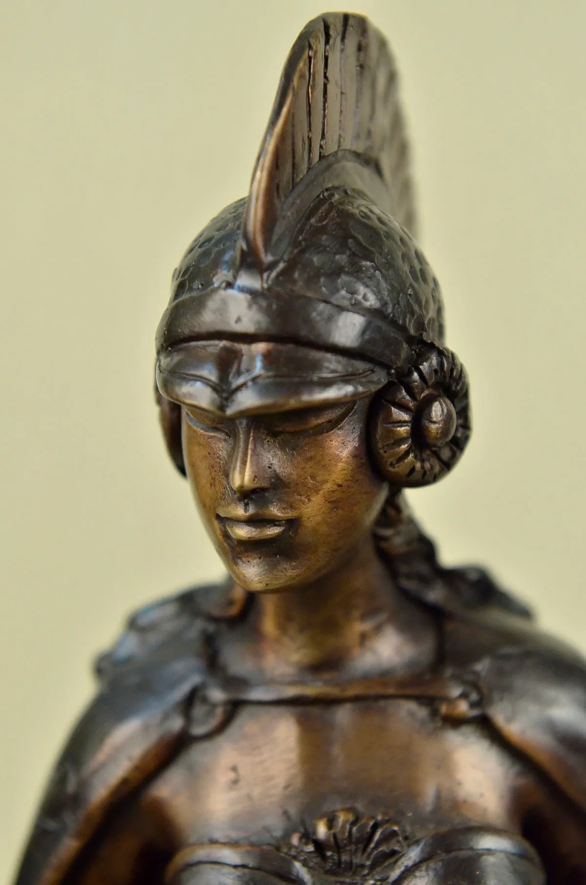 Military Soldier Spartan Gladiator Spear Shield Bronze Marble Statue Sculpture