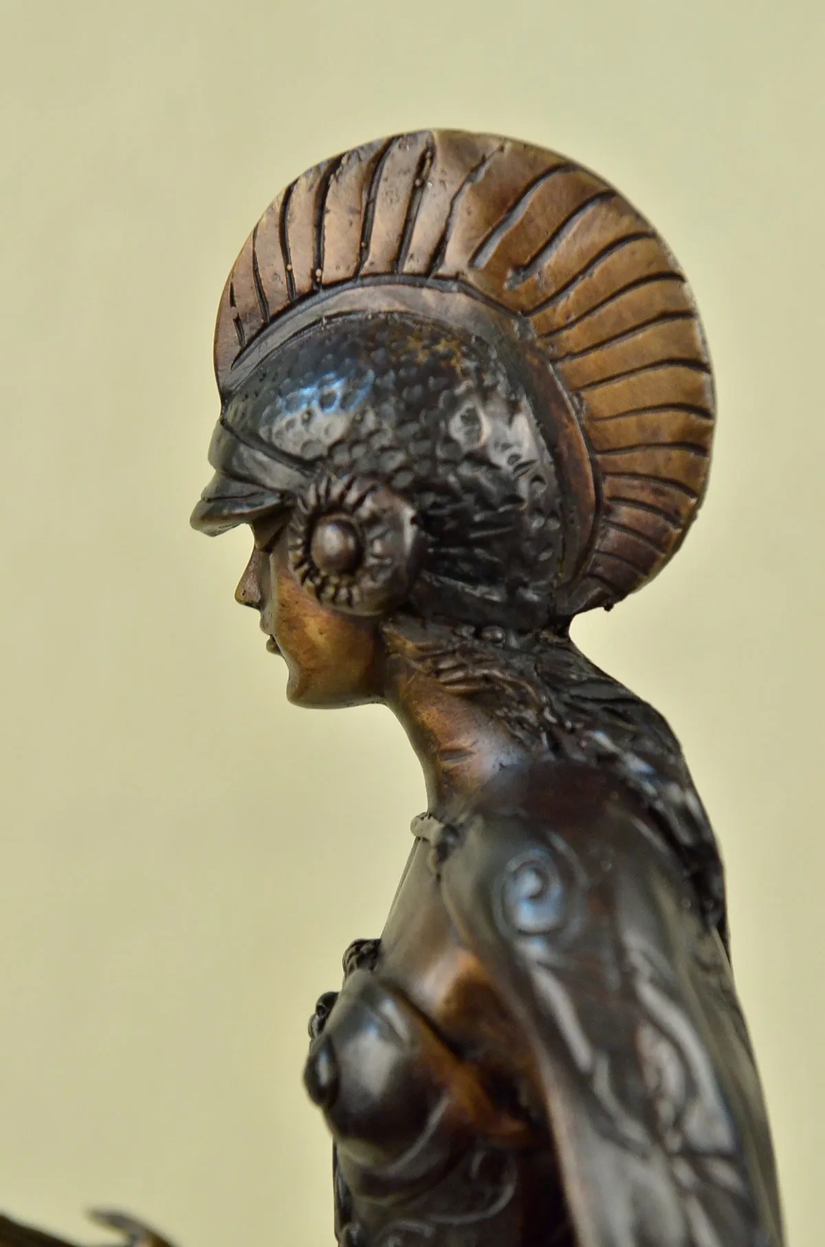 Military Soldier Spartan Gladiator Spear Shield Bronze Marble Statue Sculpture
