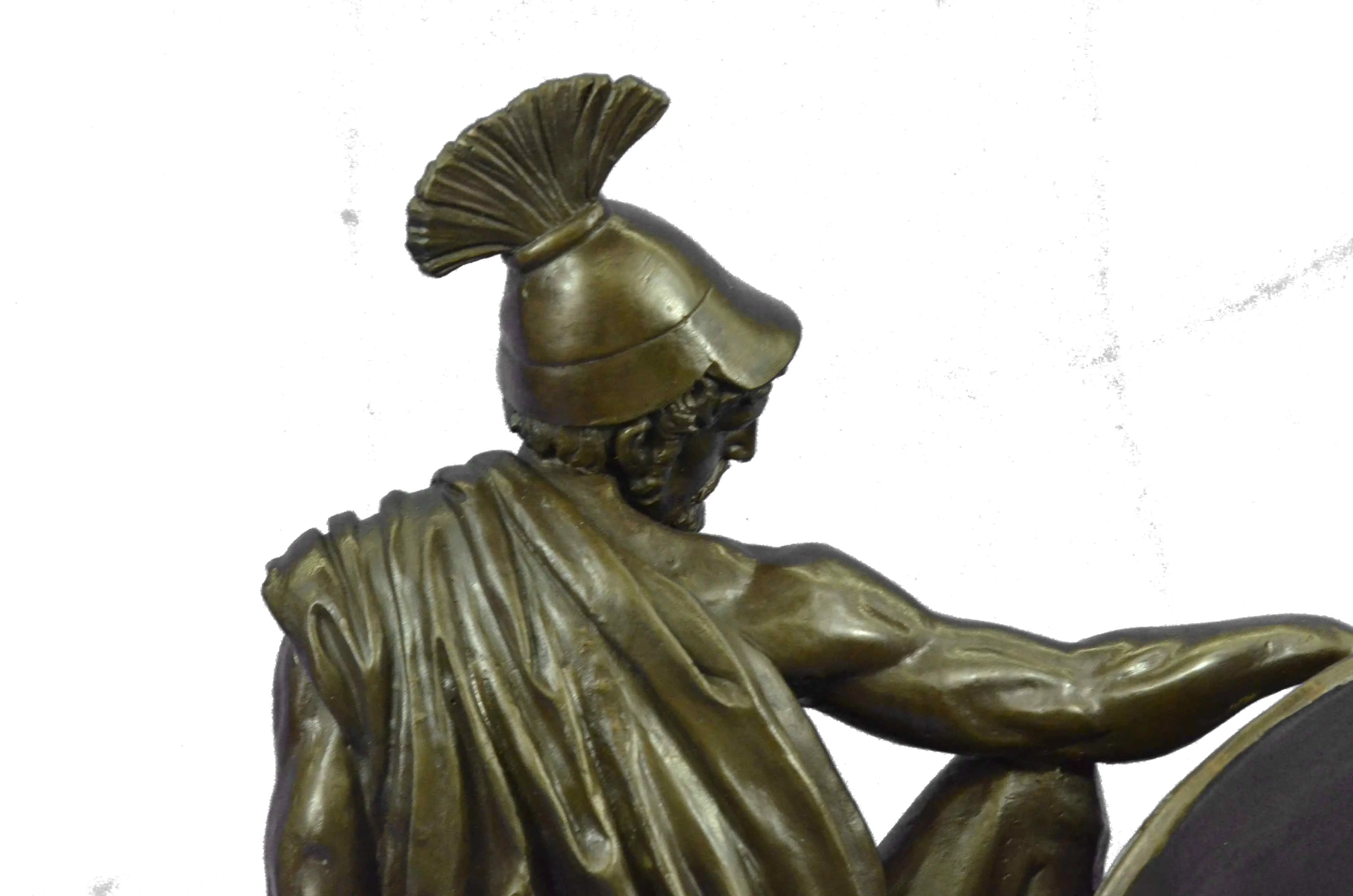 Roman Gladiator Sparton Warrior Bronze Sculpture Marble Base Statue Figurine LRG