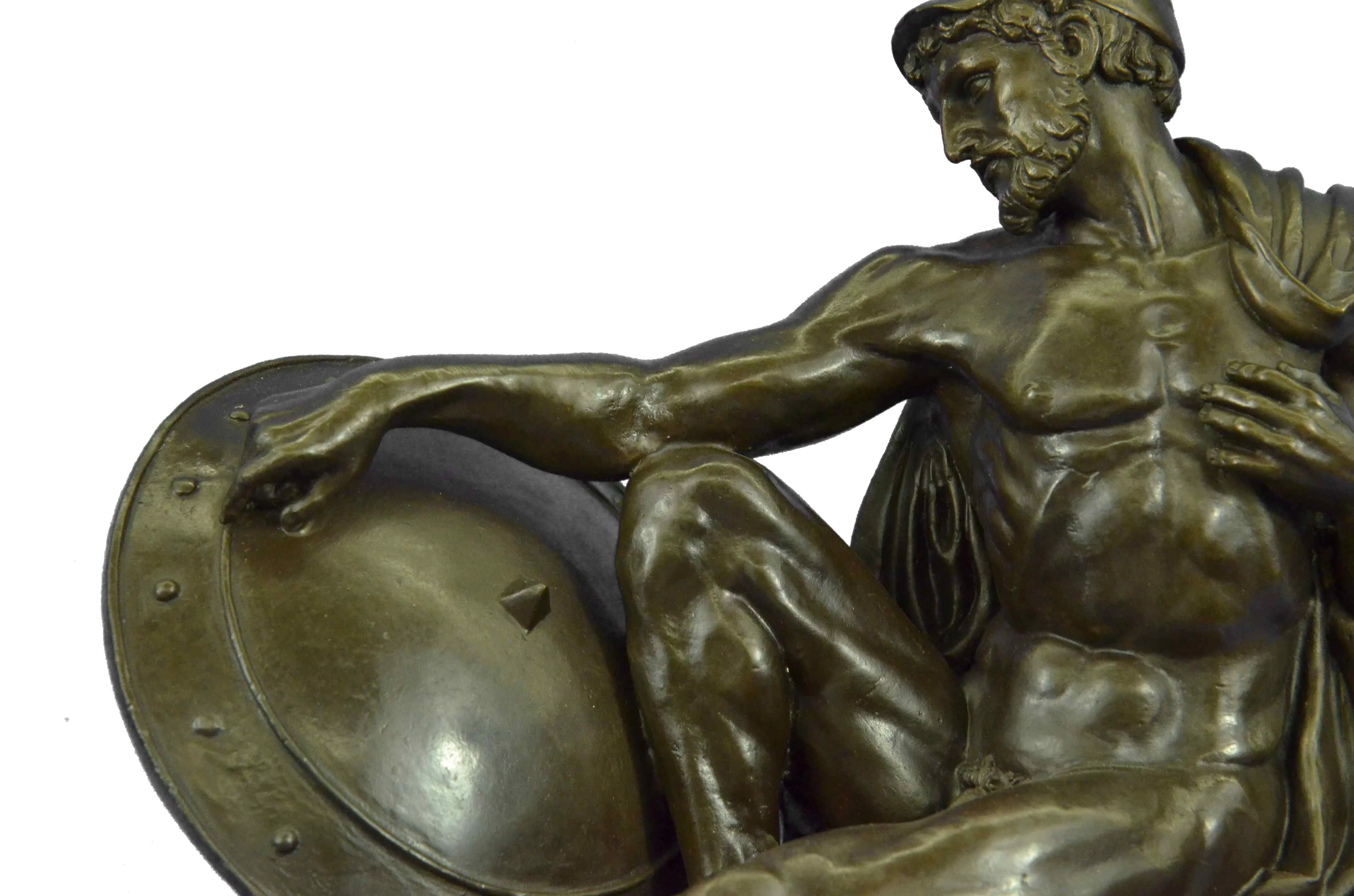 Roman Gladiator Sparton Warrior Bronze Sculpture Marble Base Statue Figurine LRG
