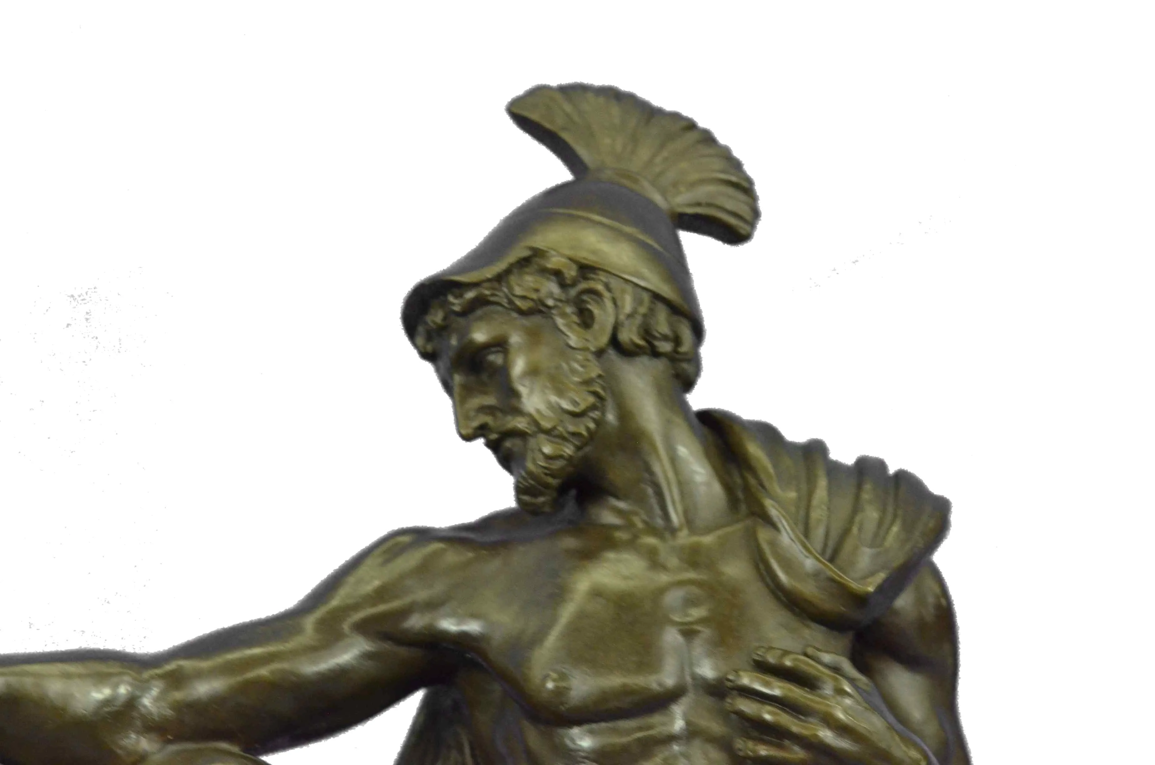 Roman Gladiator Sparton Warrior Bronze Sculpture Marble Base Statue Figurine LRG