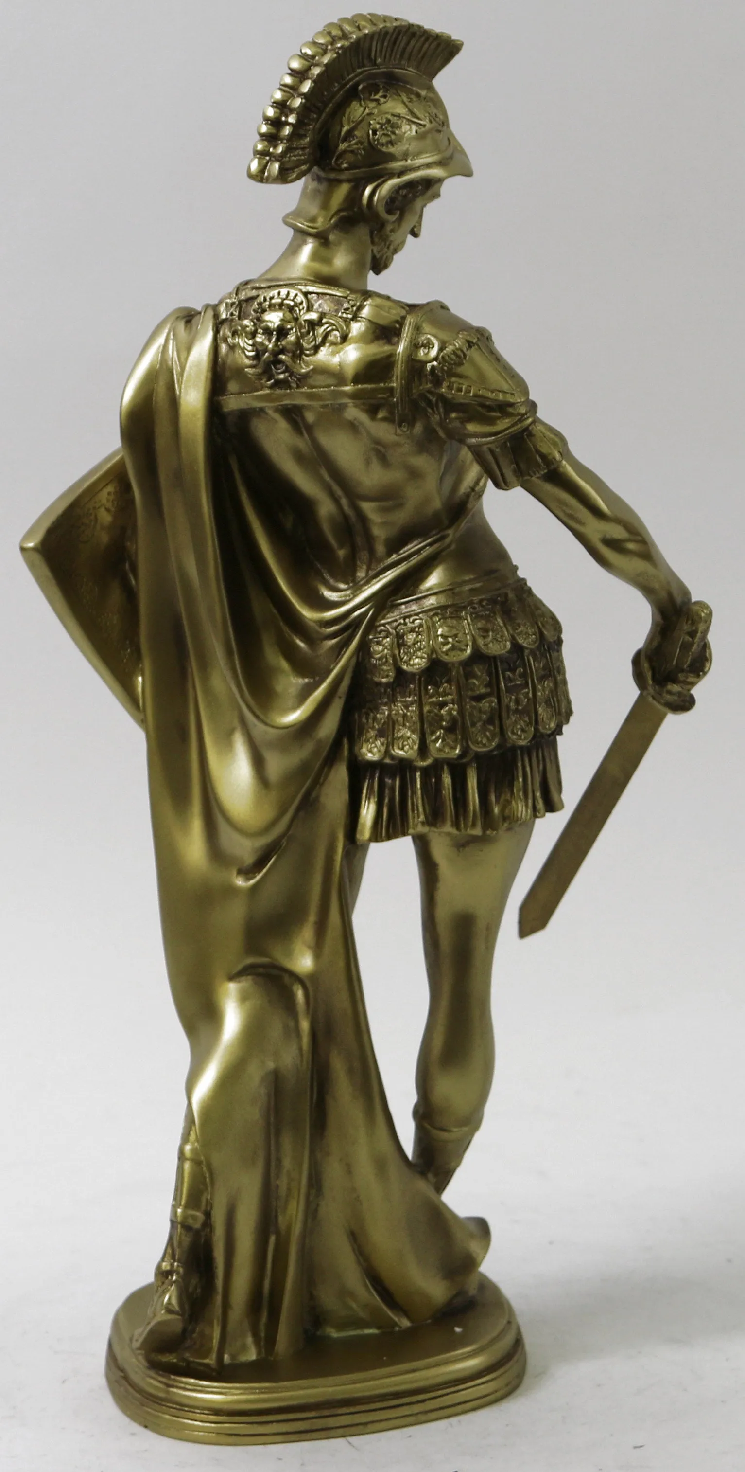 Roman Soldier with Javelin and Shield Sculpture Faux Bronze Sculpture Statue Art