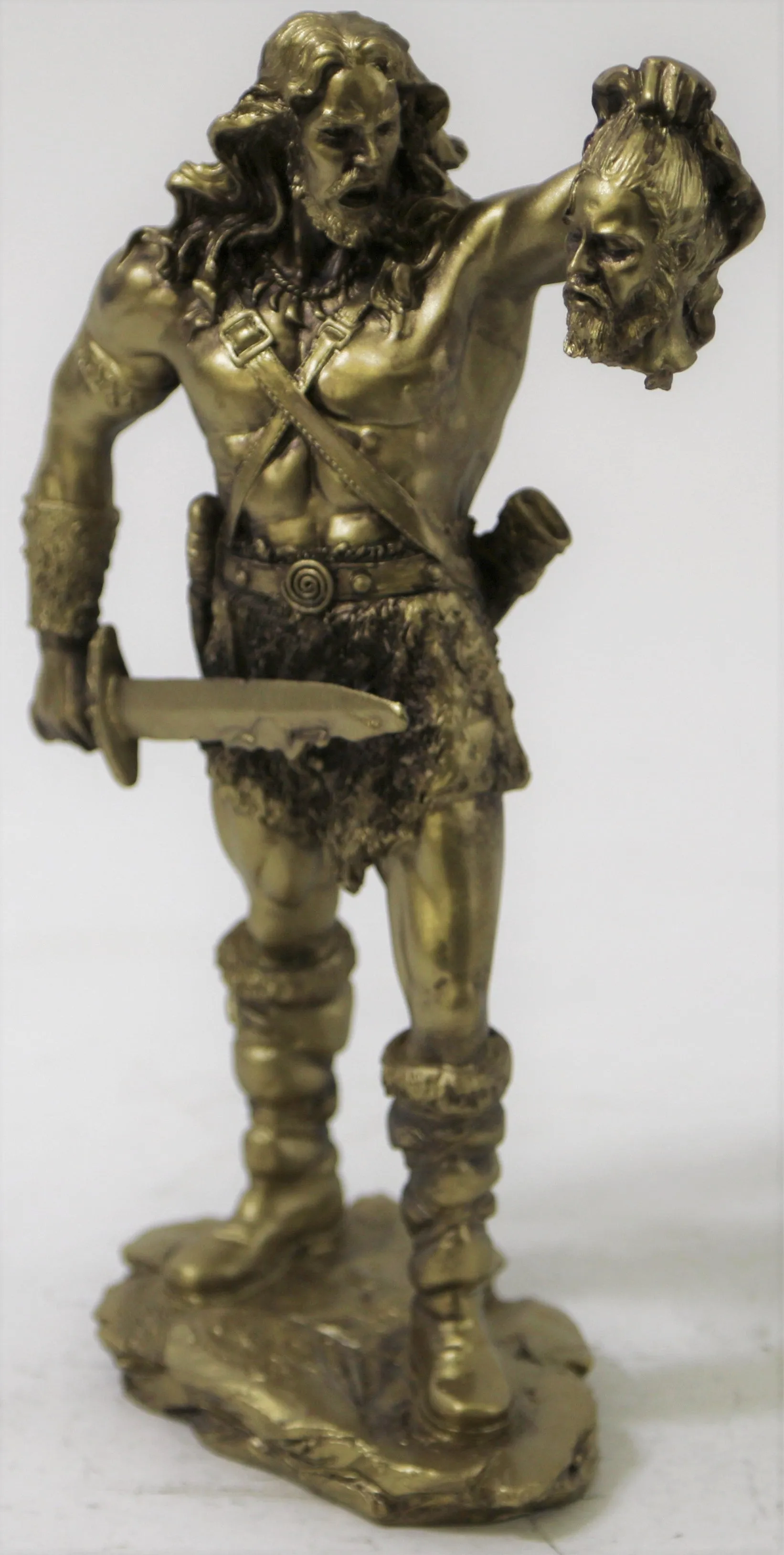 Roman Warrior Holding Sword Holding Severed Head Bronze Sculpture Statue