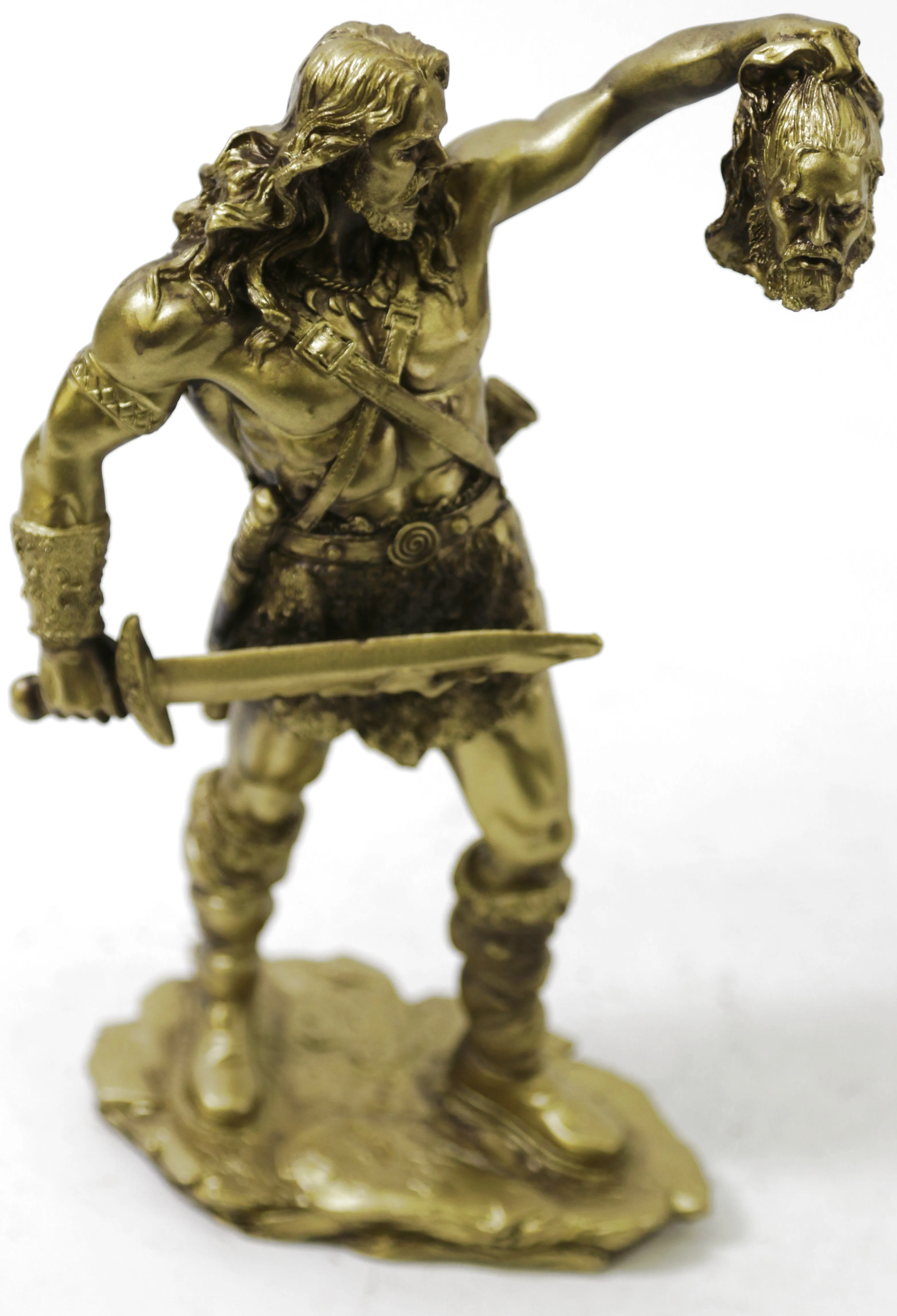 Roman Warrior Holding Sword Holding Severed Head Bronze Sculpture Statue