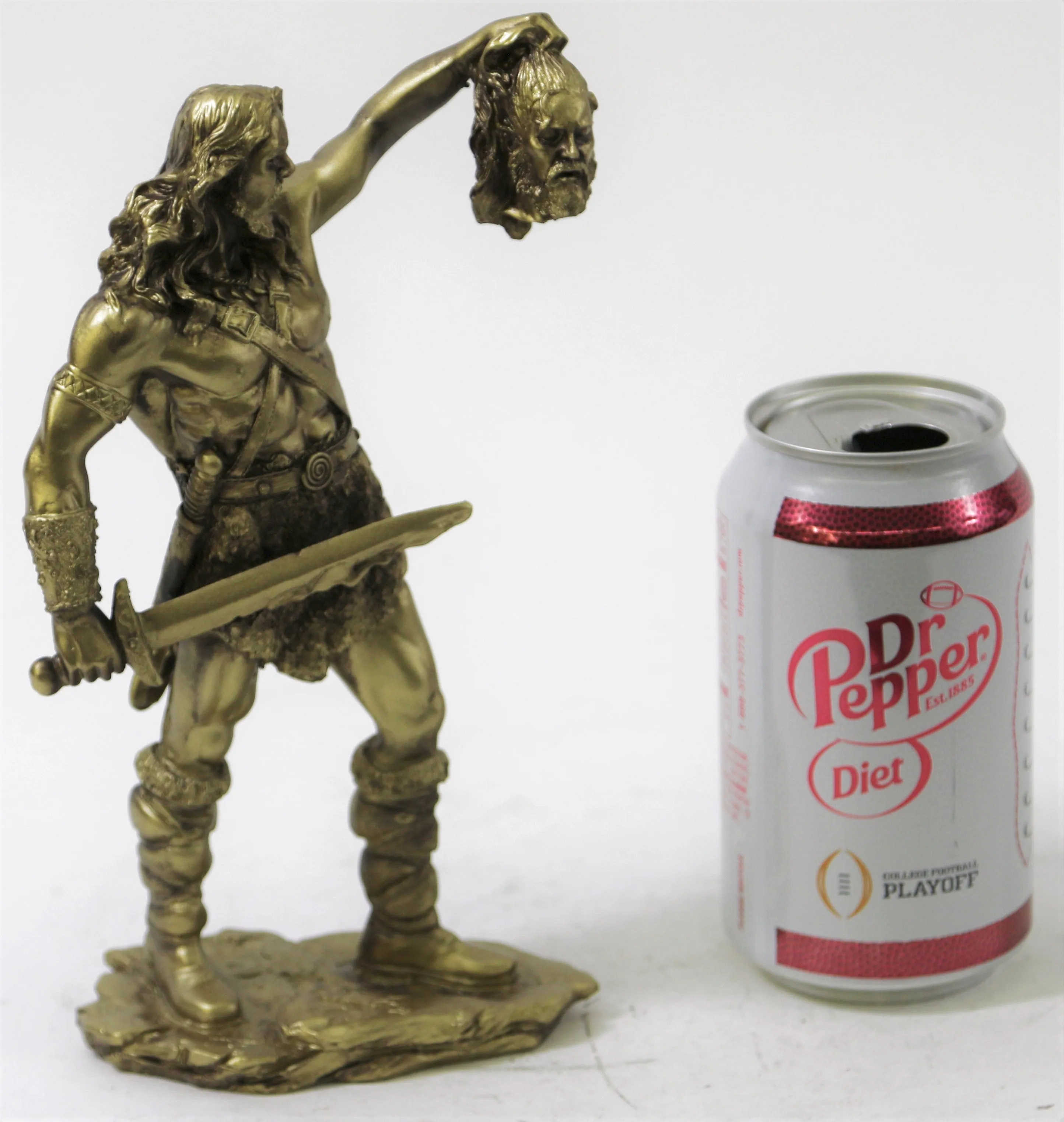 Roman Warrior Holding Sword Holding Severed Head Bronze Sculpture Statue