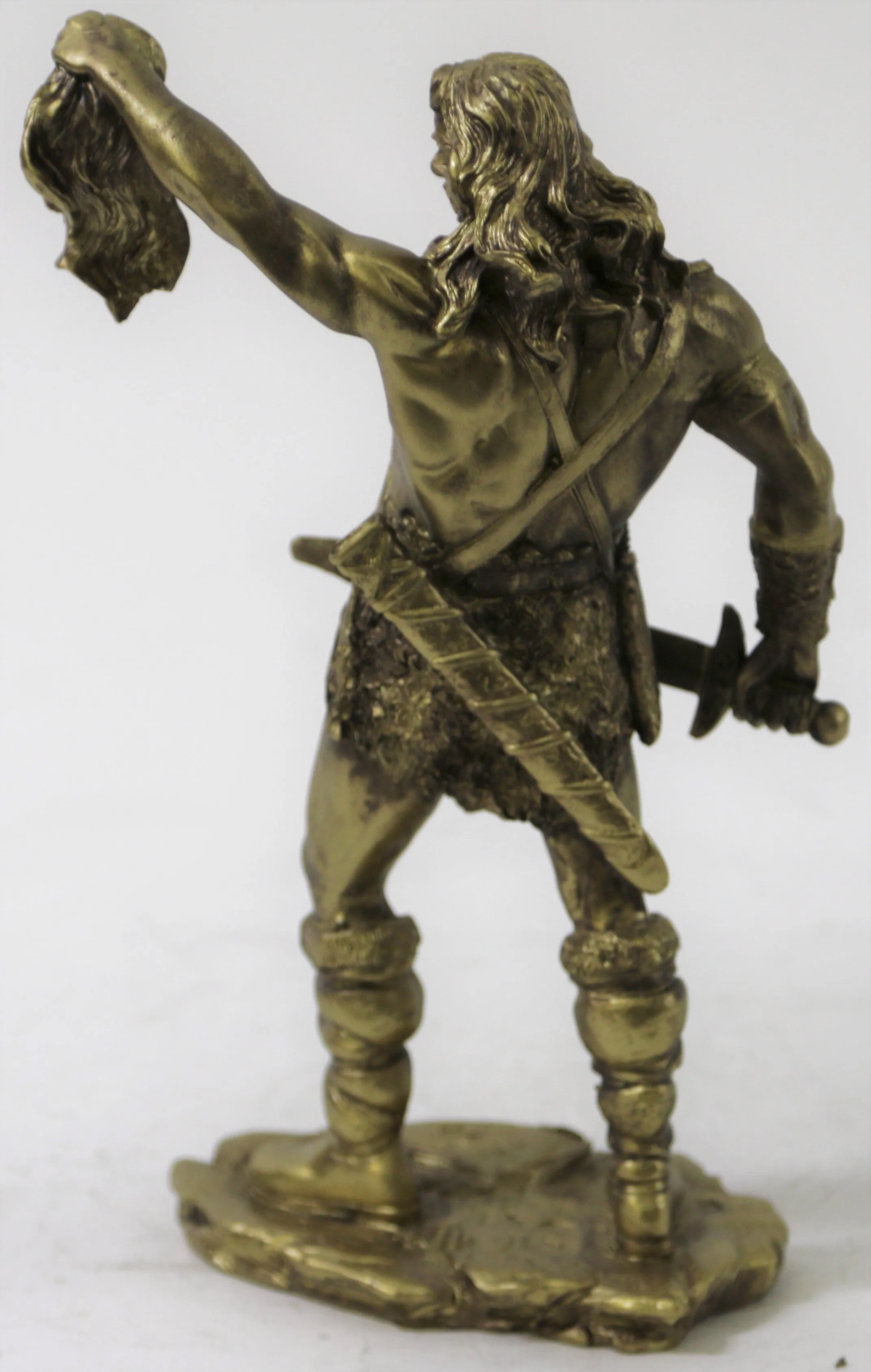 Roman Warrior Holding Sword Holding Severed Head Bronze Sculpture Statue