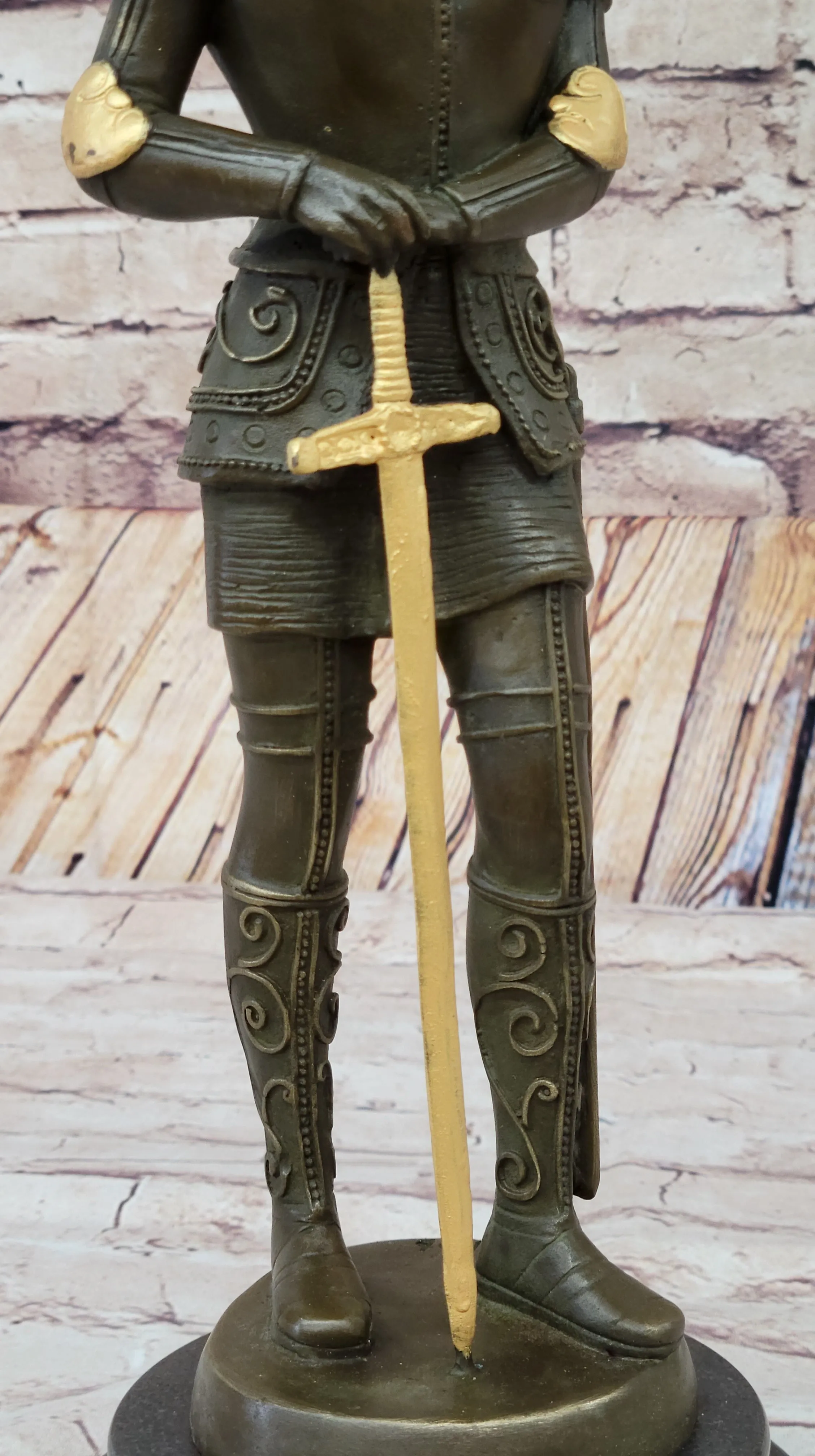 Saint Joan of Arc in Plate Armor Bronze Statue Sculpture Figure Art Decor
