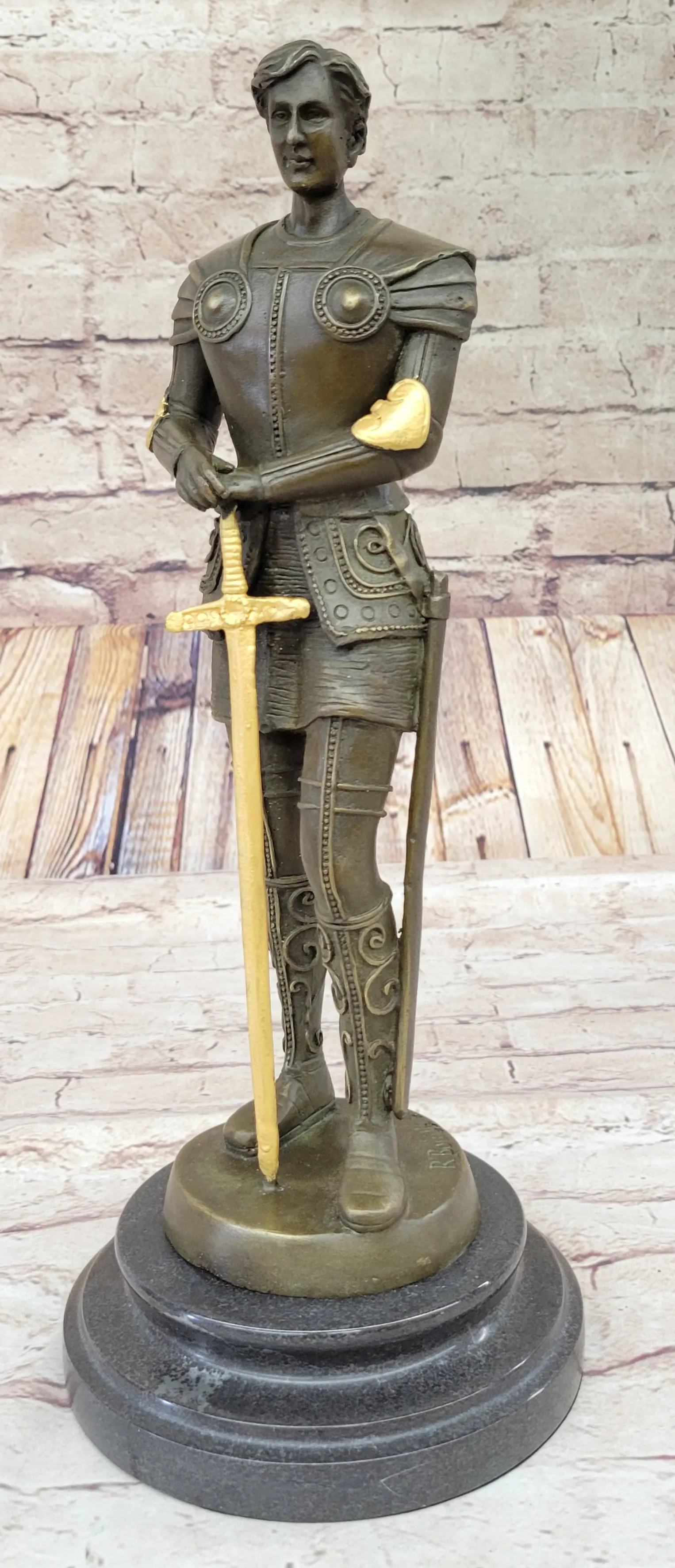 Saint Joan of Arc in Plate Armor Bronze Statue Sculpture Figure Art Decor