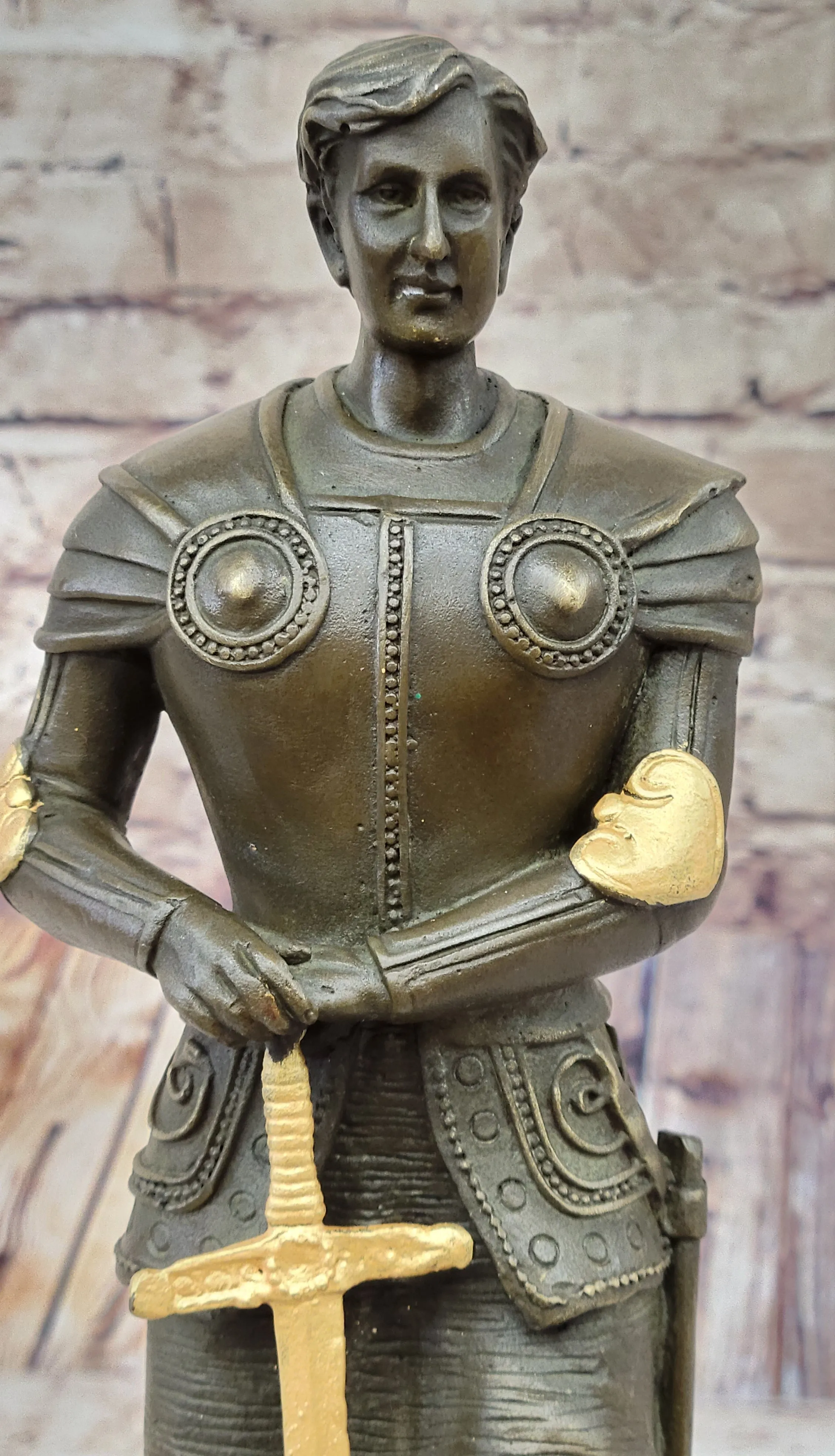 Saint Joan of Arc in Plate Armor Bronze Statue Sculpture Figure Art Decor
