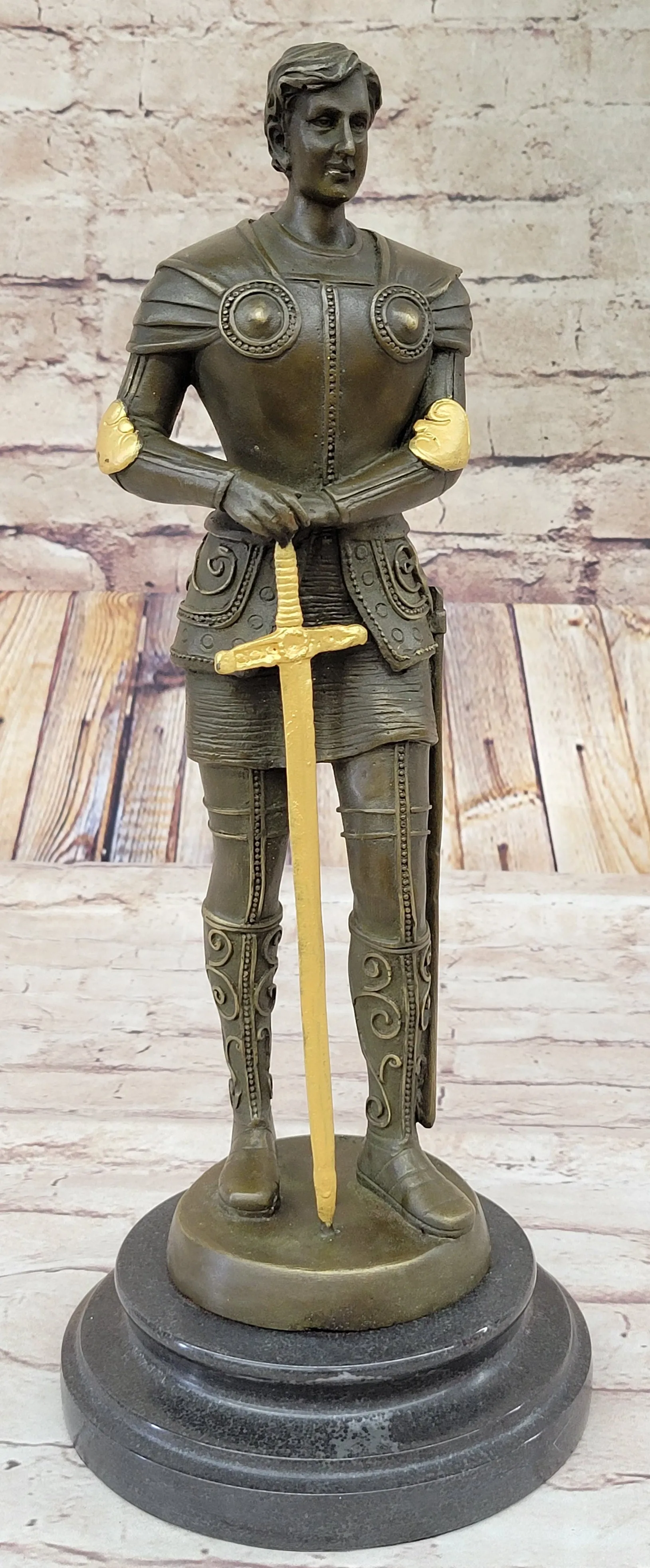 Saint Joan of Arc in Plate Armor Bronze Statue Sculpture Figure Art Decor