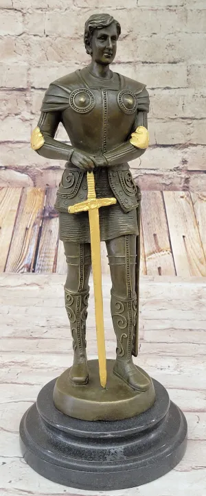 Saint Joan of Arc in Plate Armor Bronze Statue Sculpture Figure Art Decor
