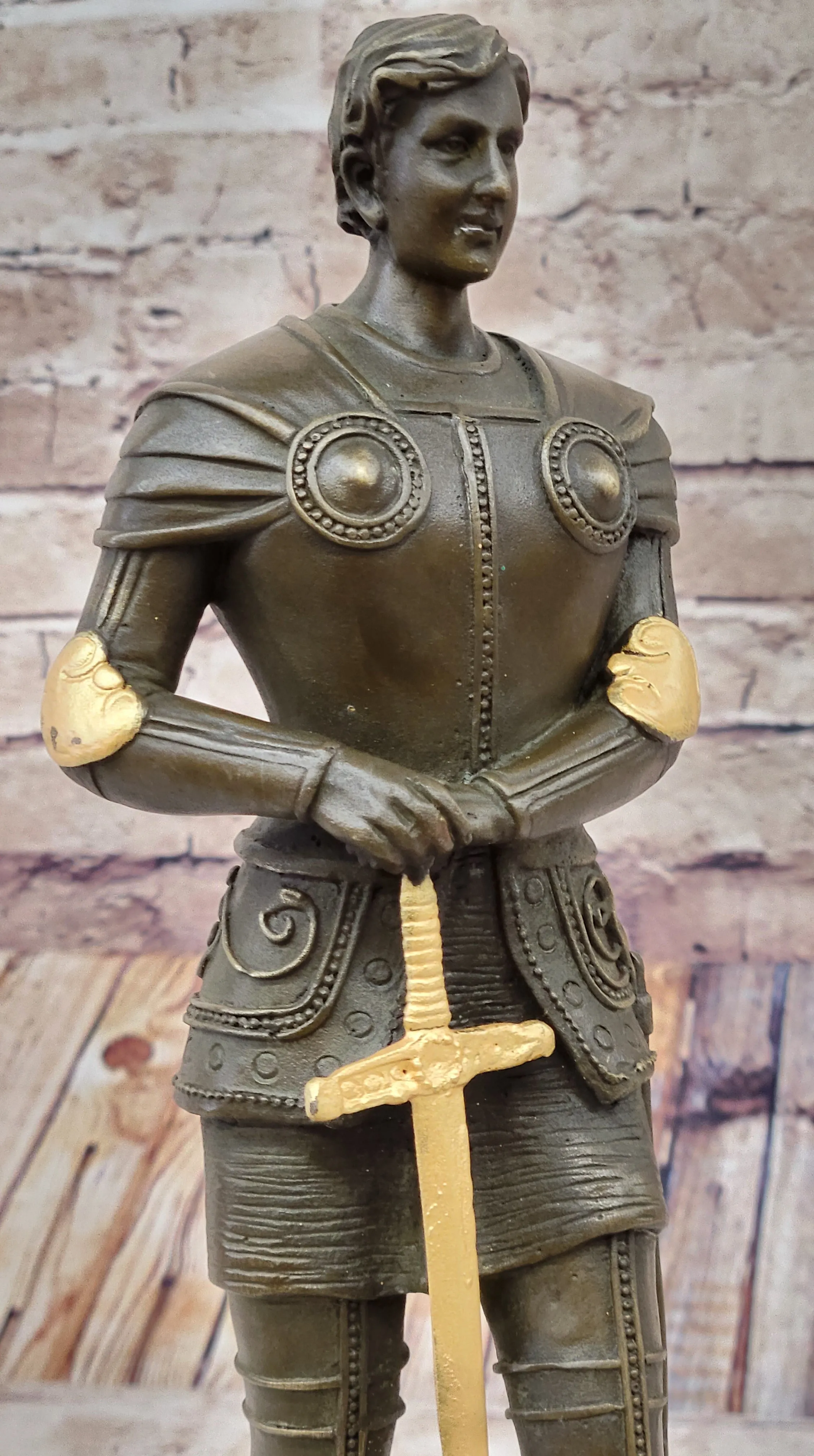 Saint Joan of Arc in Plate Armor Bronze Statue Sculpture Figure Art Decor