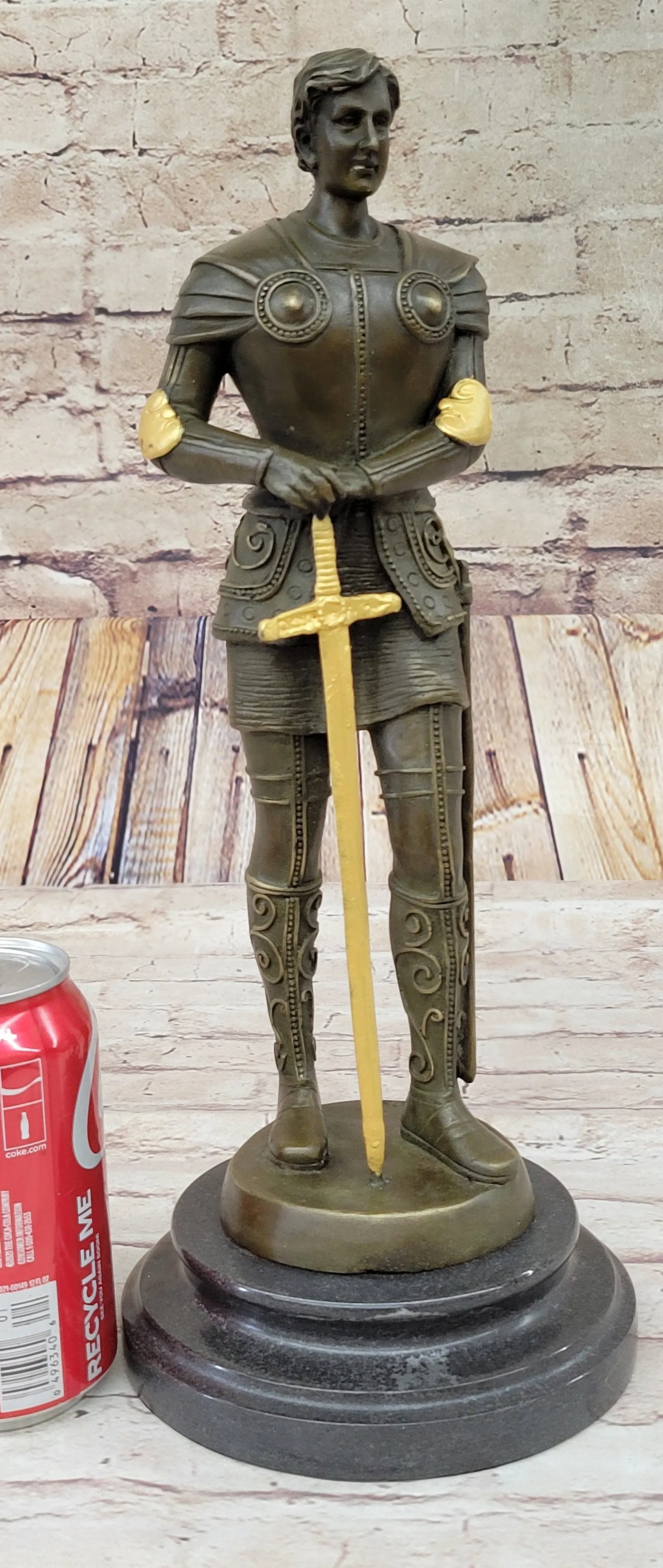 Saint Joan of Arc in Plate Armor Bronze Statue Sculpture Figure Art Decor