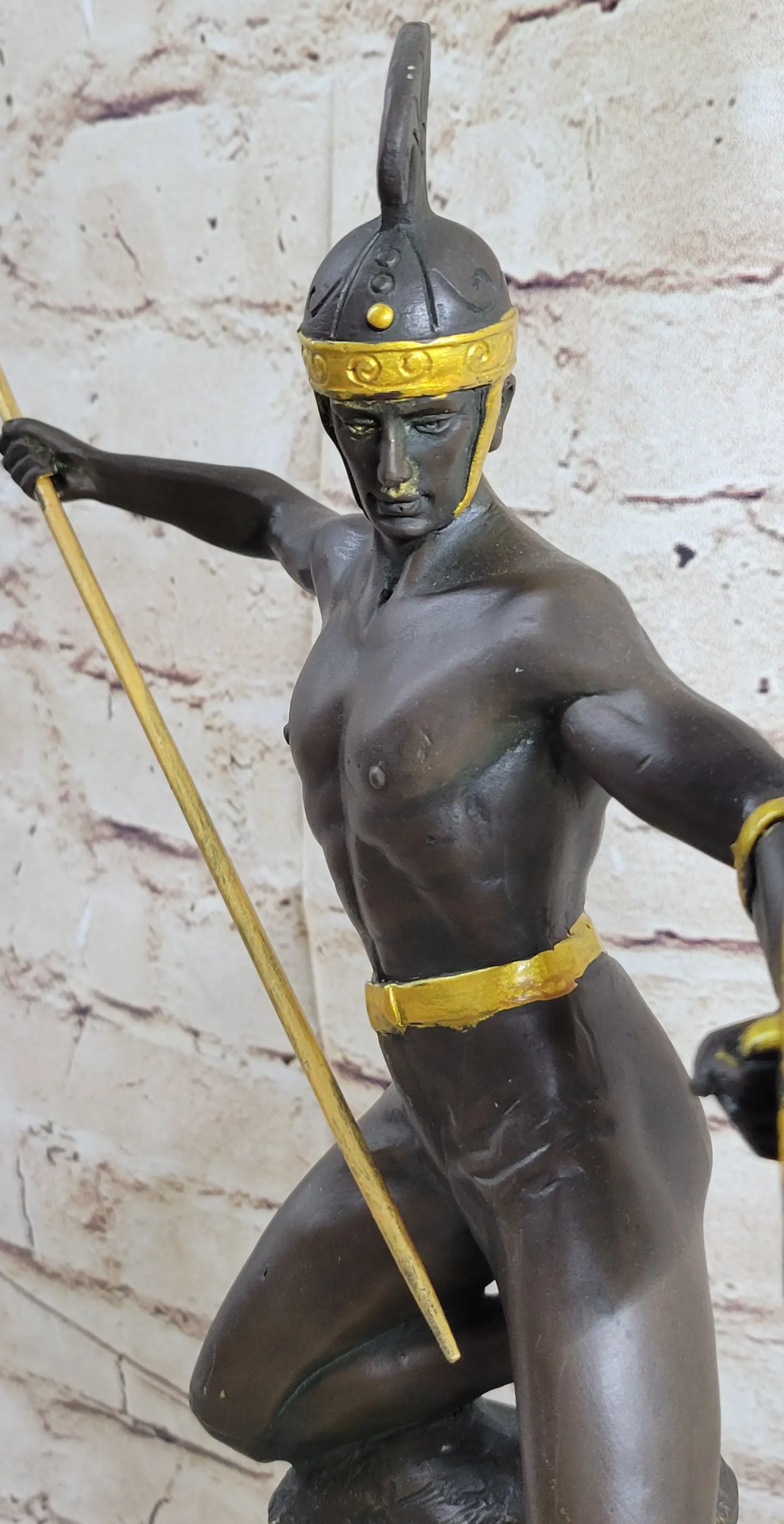 Signed Original Jensen Handsome Nude Roman Warrior Bronze Sculpture Figurine Art