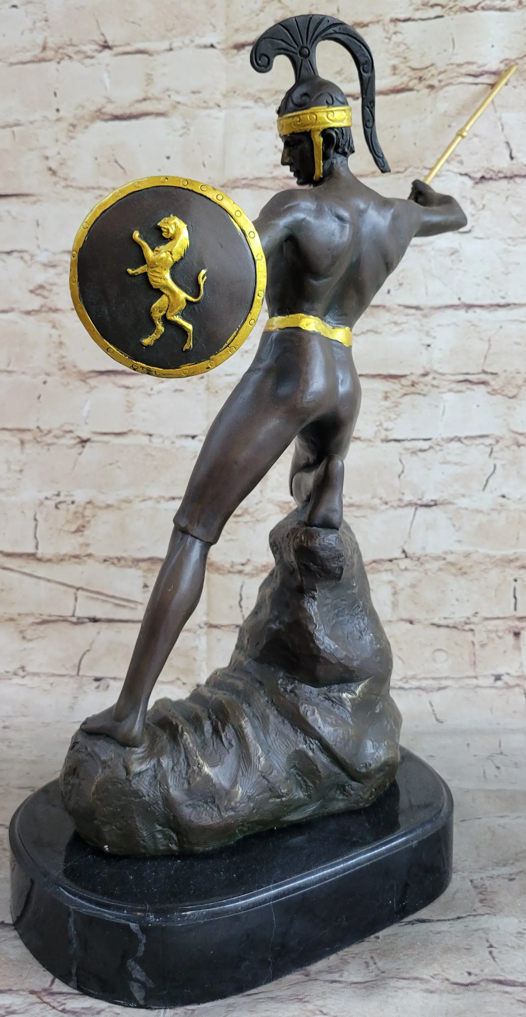 Signed Original Jensen Handsome Nude Roman Warrior Bronze Sculpture Figurine Art