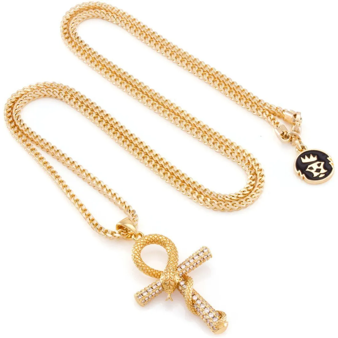 The 14K Gold CZ Apep and Ankh Cross